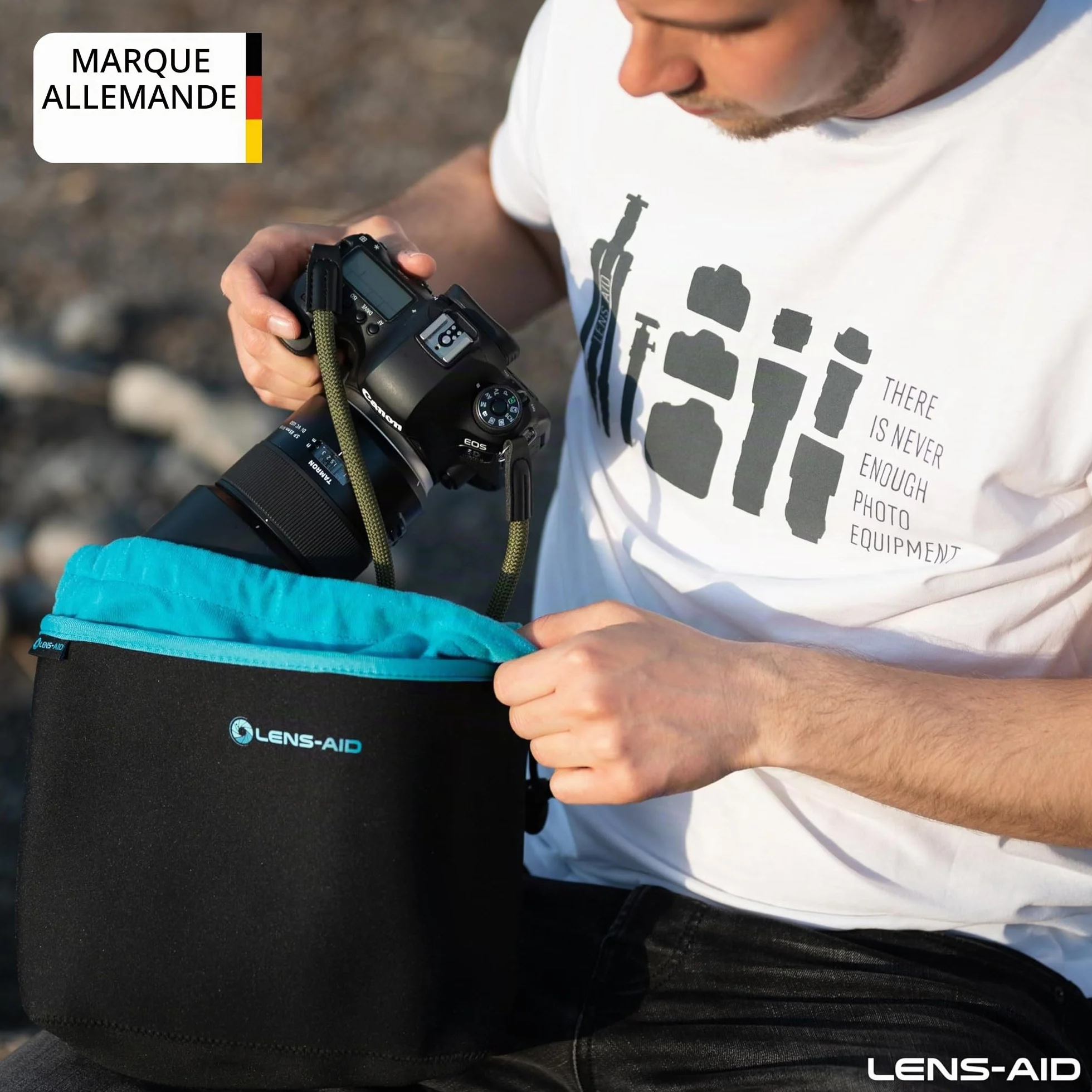 Sacoche en néoprène pour appareil photo avec doublure de protection (M)