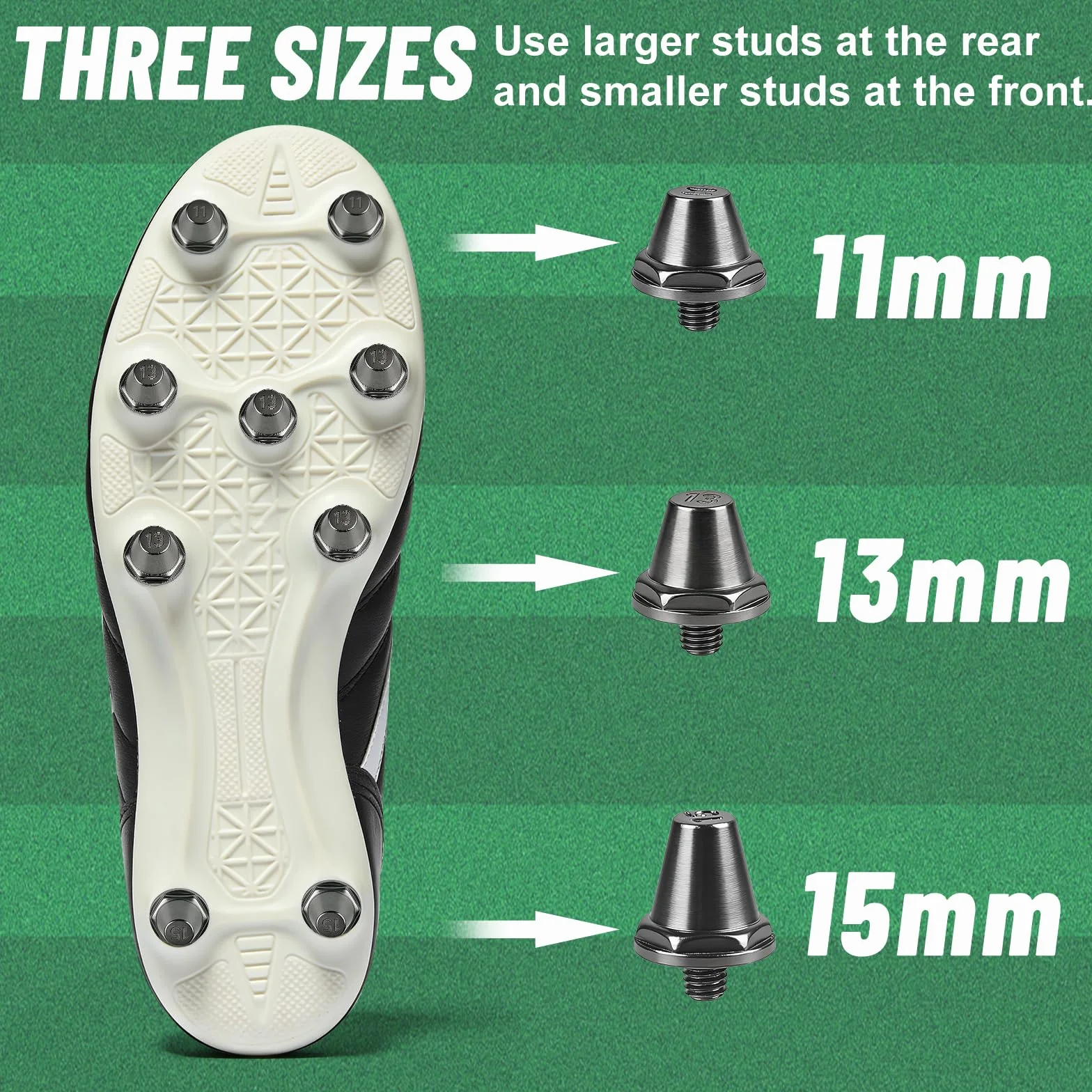 Crampons de Rechange pour Chaussure de Foot 11mm/13mm/15mm, M5 avec Clé d'Aluminium