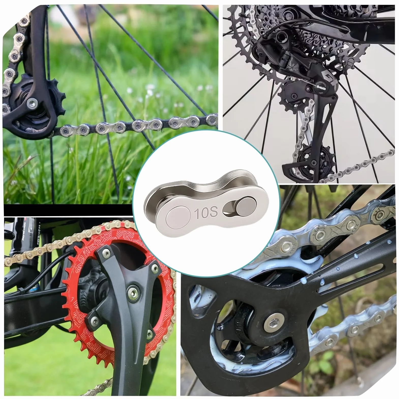 Menibeuty Lot de 10 Paires Maillon Rapide 10 Vitesses pour Chaîne de Vélo, Acier Robuste pour VTT et Vélo de Route, Argent
