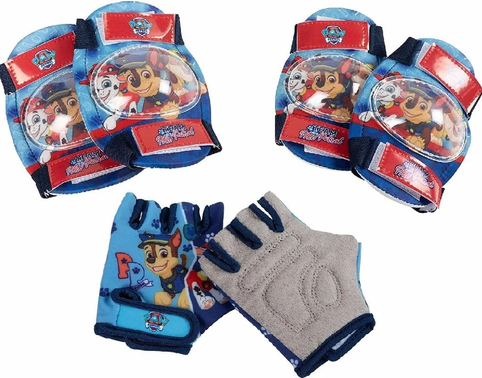 Kit protection vélo enfant Paw Patrol, genouillères coudières et gants
