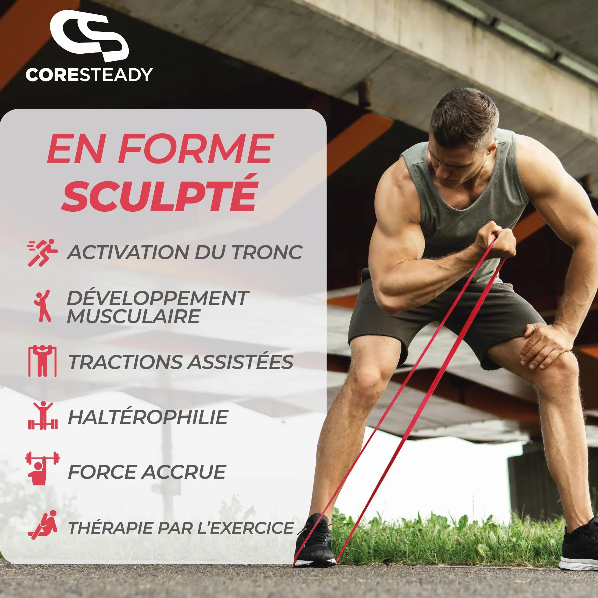 Coresteady Bande Élastique Traction Assistée pour Powerlifting, Yoga, Mobilité