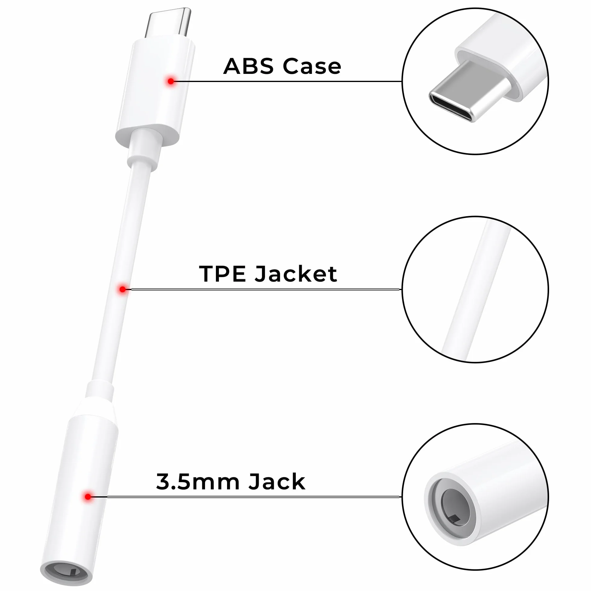 Adaptateur USB C Jack 3,5mm, Convertisseur USB-C vers Casque pour Samsung Galaxy S21 S20 S20+, MacBook Pro, Huawei Honor