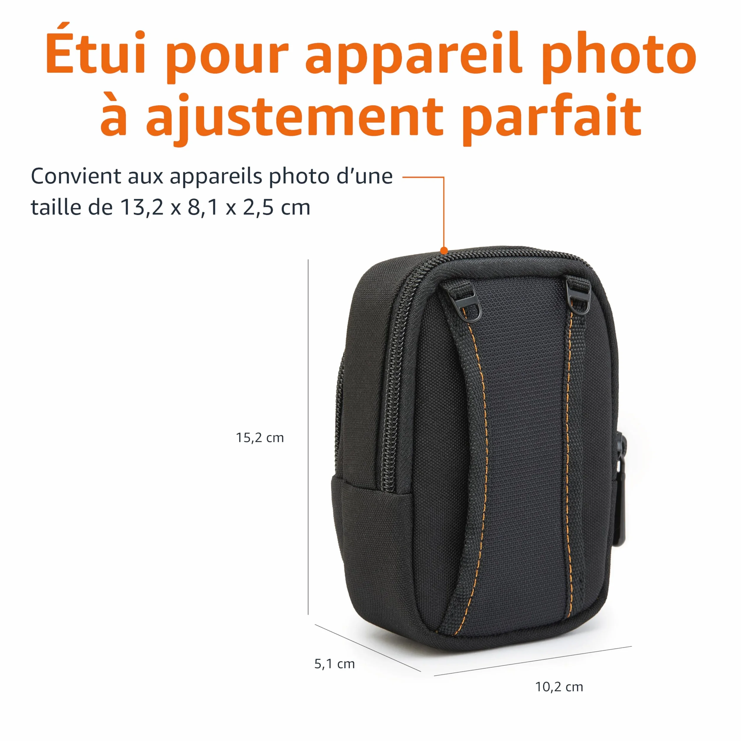 Amazon Basics Étui pour Appareil Photo Numérique Compact 13,2 x 8,1 x 2,5 cm Noir