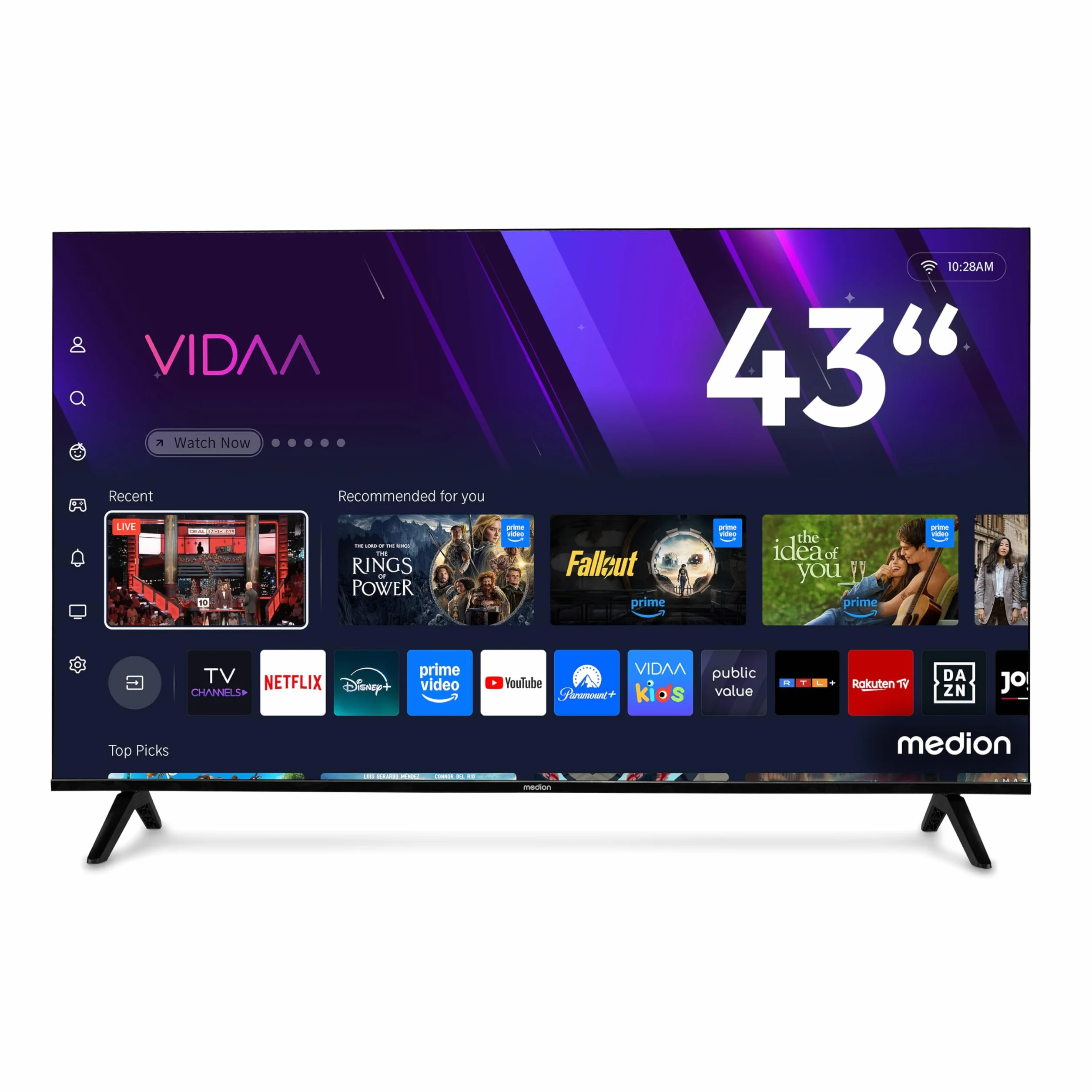 MEDION TV Ultra HD 108 cm (43") Smart-TV 4K HDR10 VIDAA Store Bluetooth MD 843301
