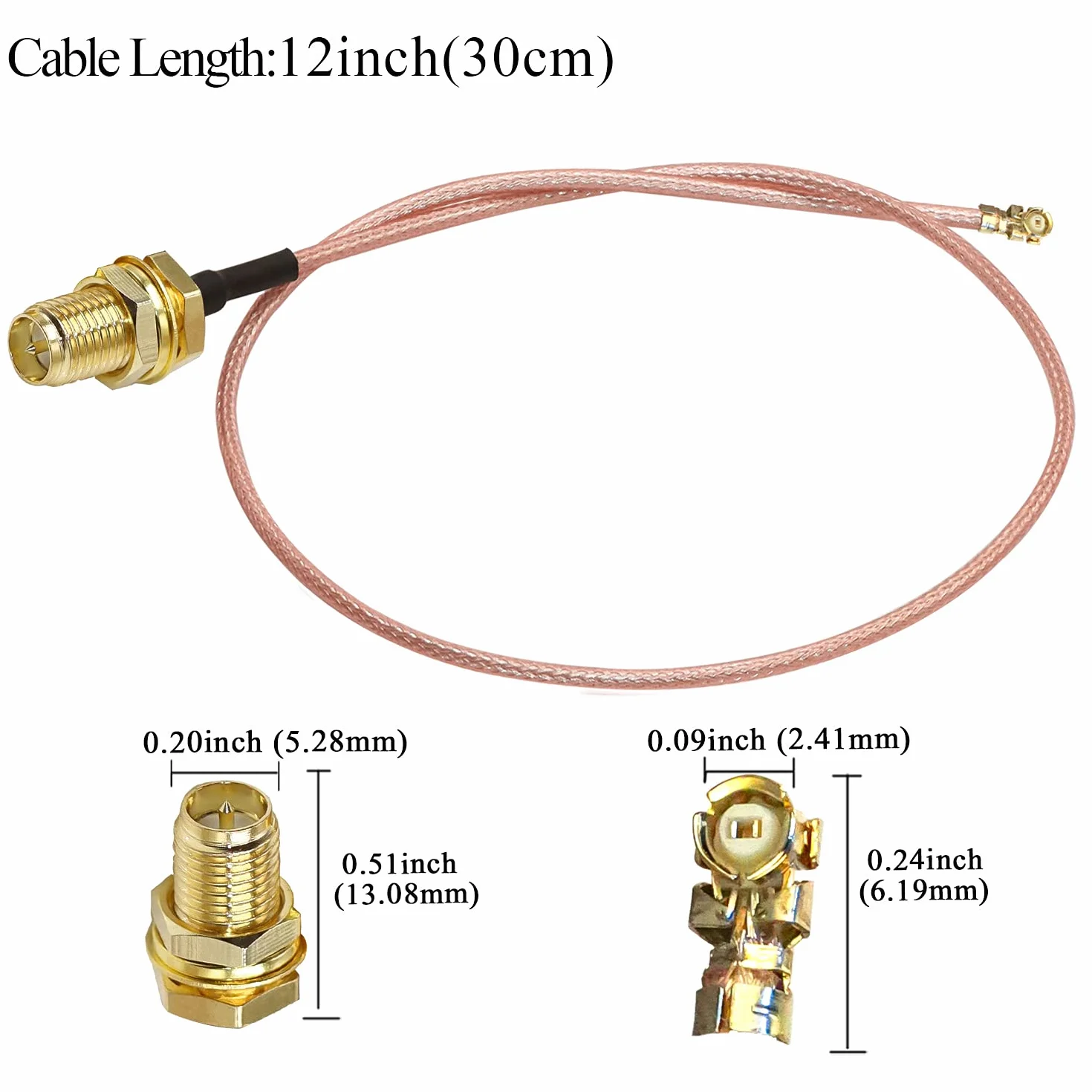 TUOLNK Câble coaxial RP-SMA vers IPX UFL U.FL MHF1 vers RPSMA Câble coaxial femelle en queue de cochon pour routeur Wifi Mini câble d'antenne d'extension PCI 12 pouces (30 cm) 5 pcs