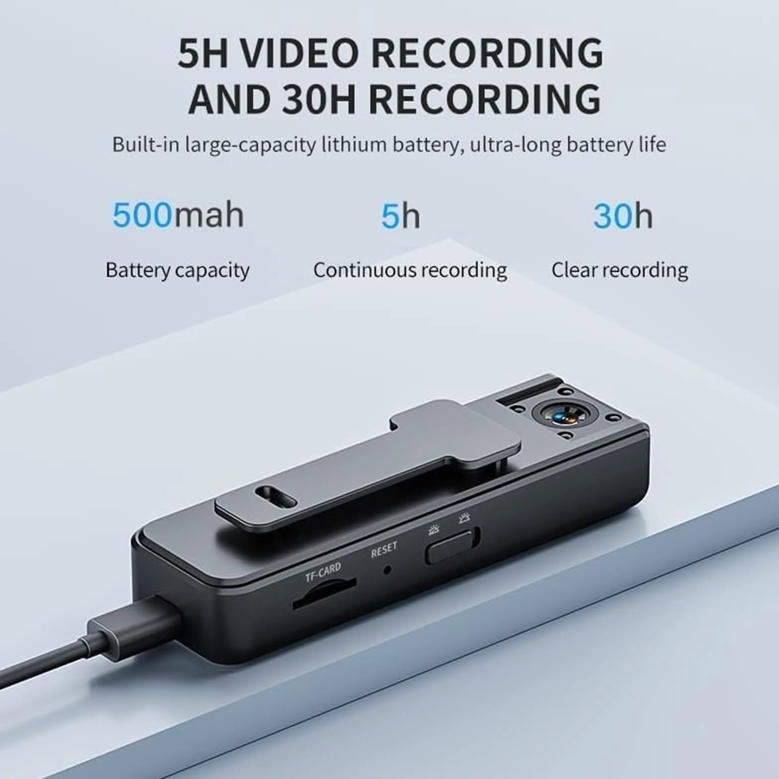 Dodorado Enregistreur Audio Vidéo Sport Ultra HD 2 en 1 Caméra d'Action Grand Angle 1080p Vision Nocturne Autonomie 5 h Caméra Corporelle Portable Clipser