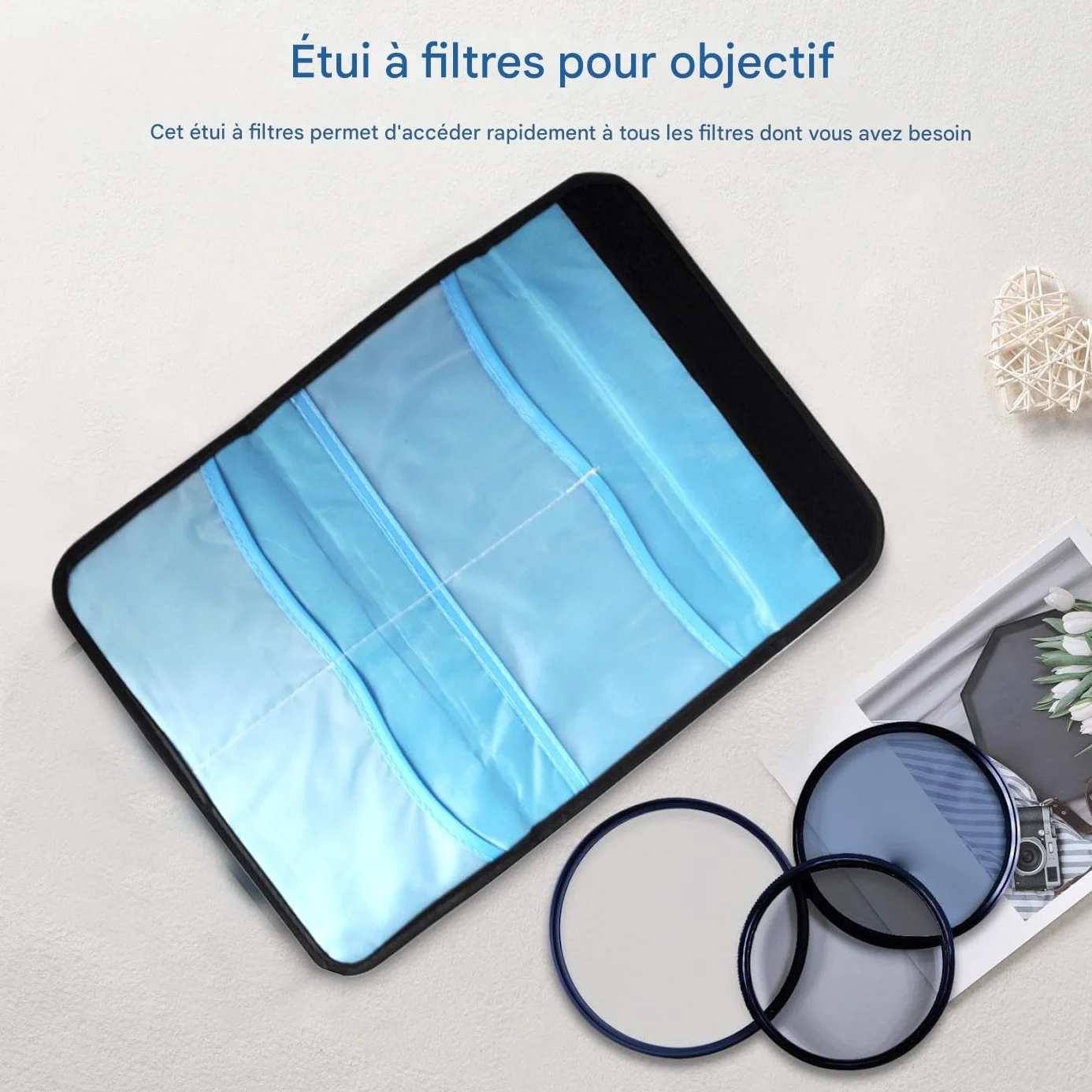 Étui à Filtres,Pochette Étanche Poussière Sac de Transport Filtre Appareil Photo - Sac de Stockage Imperméable Protecteur pour Vidéastes Cinéastes de Rue Studio Mariage