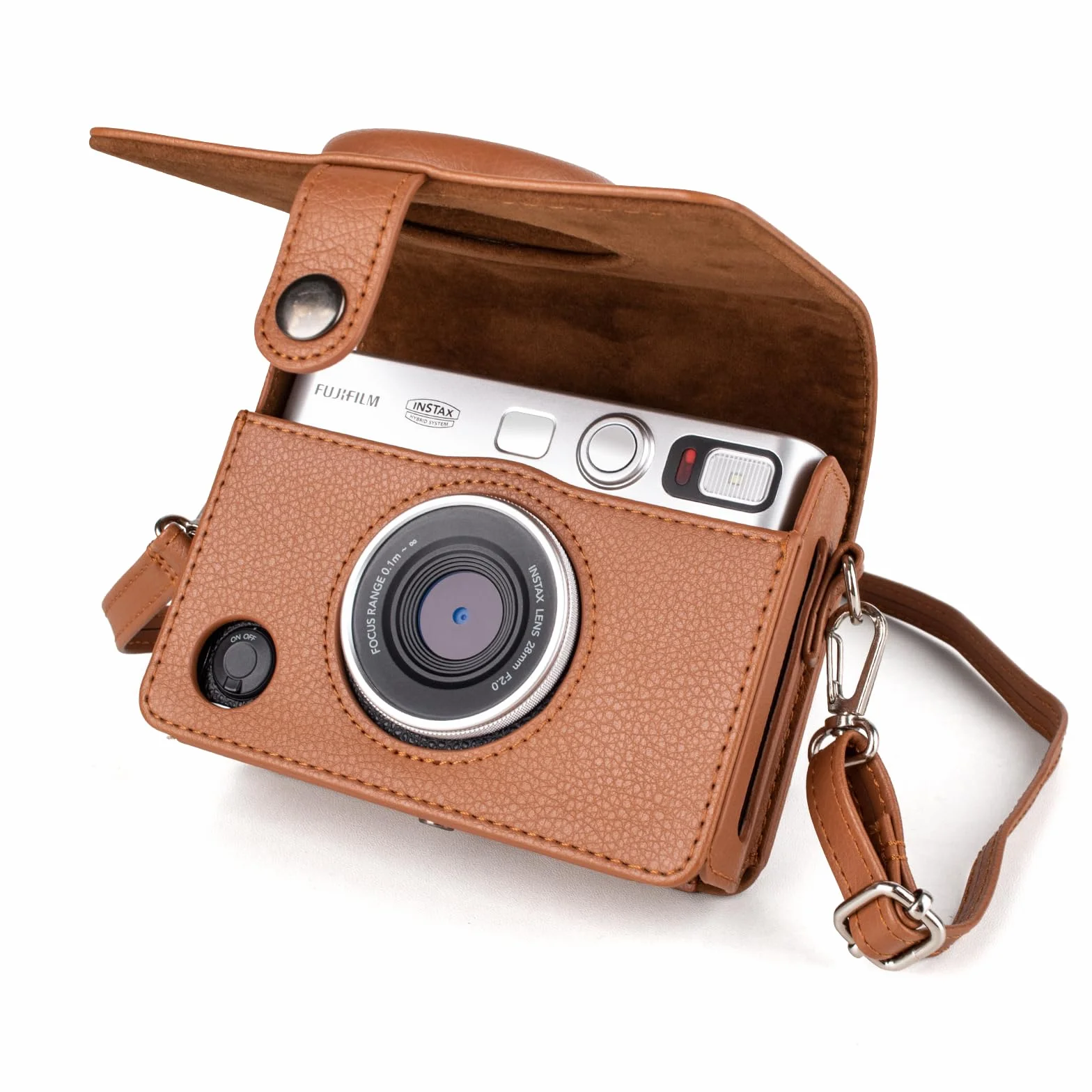 MUZIRI KINOKOO Housse pour instax Mini Evo caméra, Étui de Protection en Cuir PU Compatible avec pour Fuji instax Mini Evo instantané - Mini Evo Case avec Bandoulière