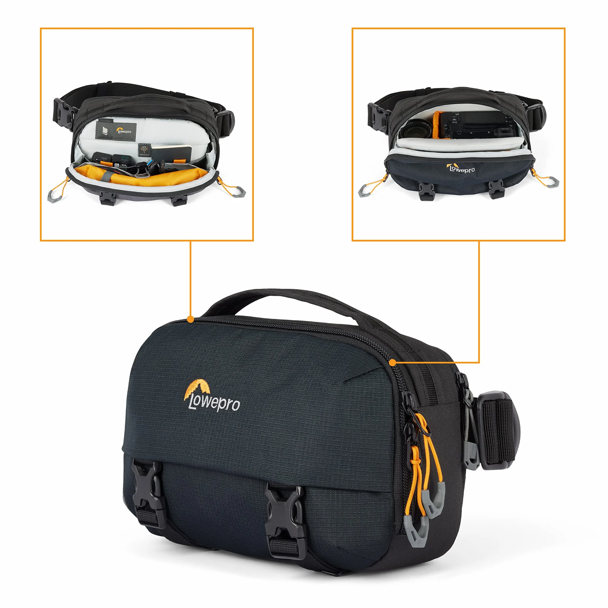 Lowepro Trekker Lite HP 100, Sac à Dos pour Appareil Photo Compact avec Poche pour Tablette, Sac pour Appareil Photo Hybride Crop-Sensor, Système de Compression UltraCinch, Noir