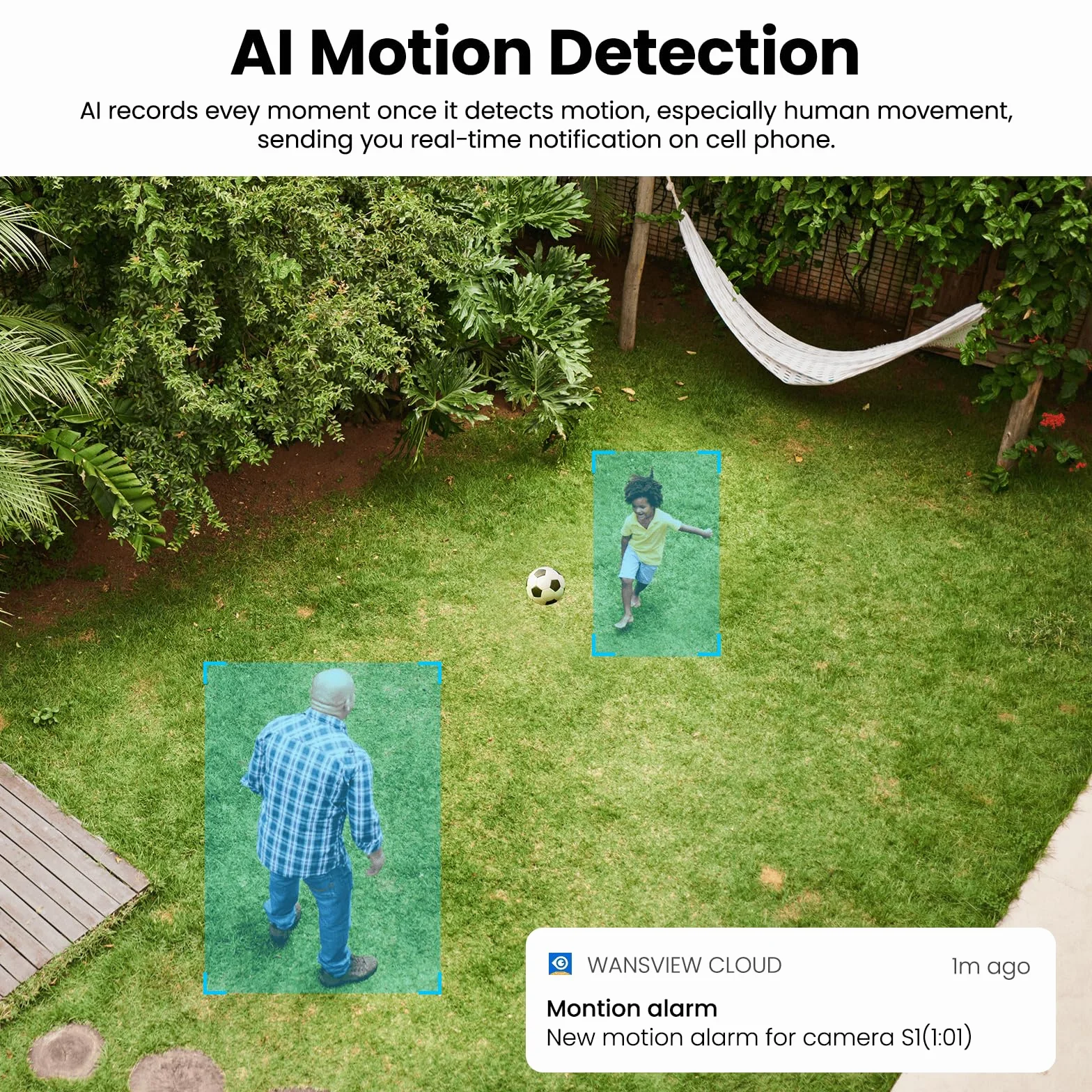 AOQEE Camera Surveillance WiFi Exterieure sans Fil 2K, Batterie Panneau Solaire intégré, IP65, Détection Humaine AI, Vision Nocturne Couleur