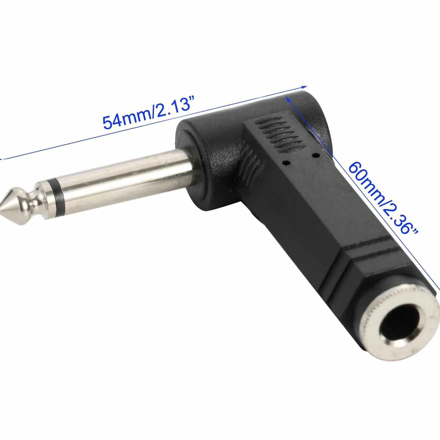 Greluma 2 pièces Adaptateur coudé 6,35 mm TS mâle vers 6,35 mm TS femelle, prise mono 1/4" vers jack 1/4" pour haut-parleur, amplificateur, son de guitare