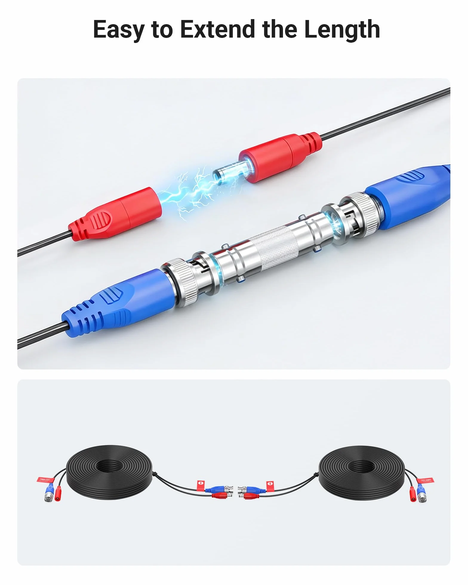 Anlapus PACK 1 Câble Coaxial BNC Vidéo Rallonge 65ft 18mètres Préfabriqué Tout-En-Un pour Camera de Surveillance Analog/CVI/AHD/TVI 1080p