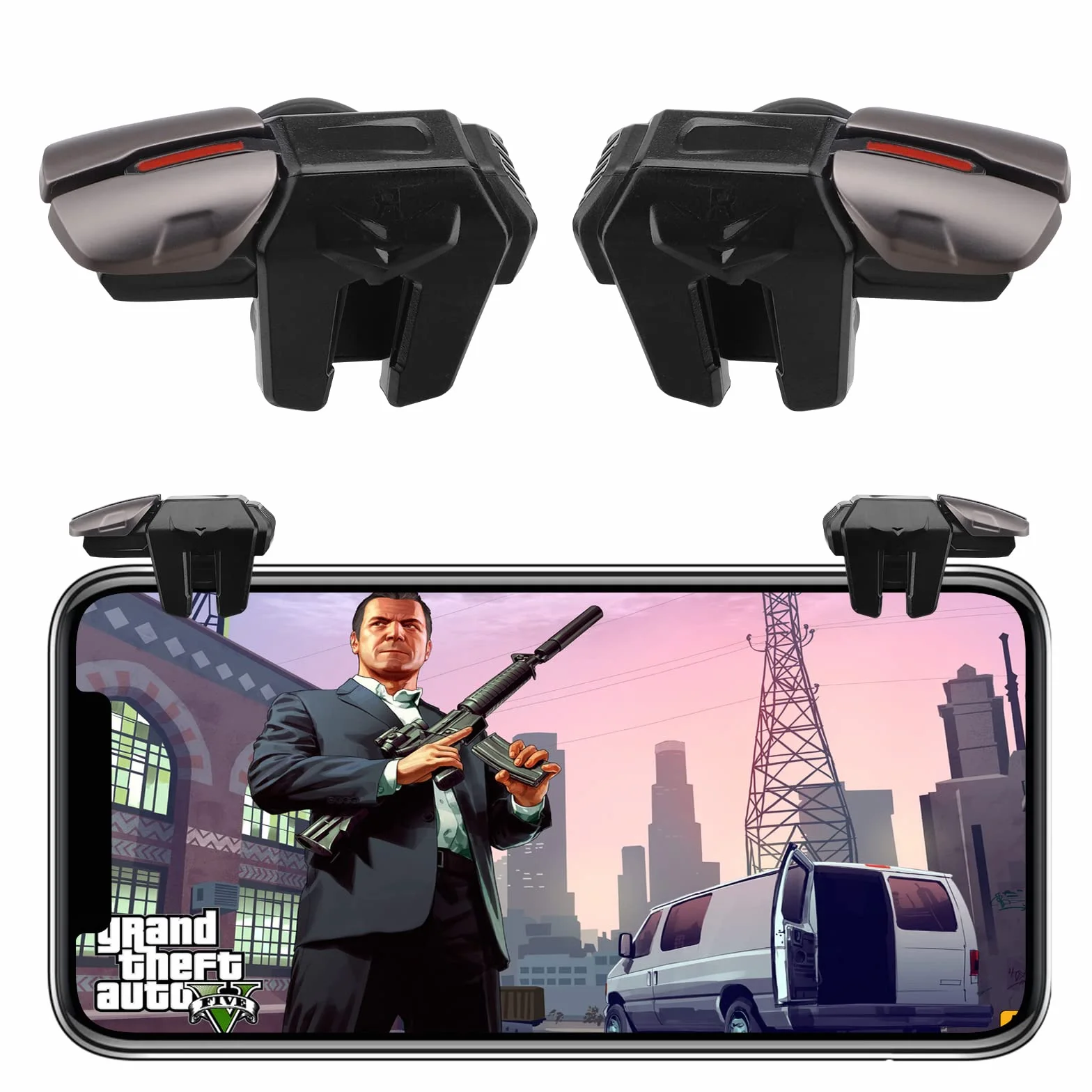 Mobile Game Controller Trigger Contrôleur de Jeu Mobile Jeu de Prise de Vue Sensible Mobile Gamepad Mobile Déclencheurs Tirer et Viser Sensibles pour Android iOS (4 clés)
