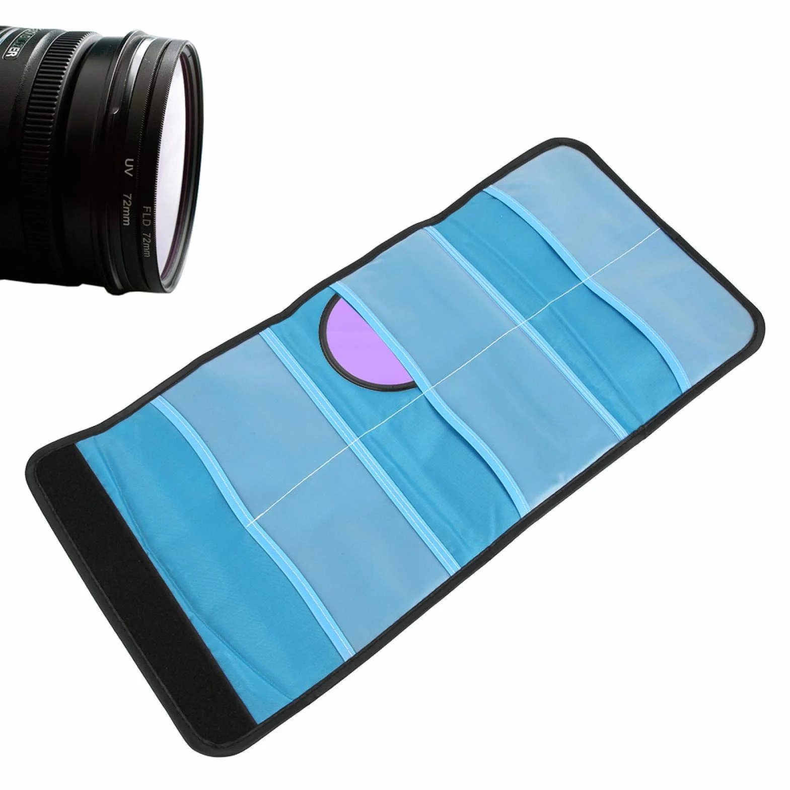 Étui de filtre 6 poches Objectif de caméra Filtres de transport Nylon Sac de rangement antichoc Étui portefeuille Pochette de photographie Filtre Sac de transport adapté pour filtre d'appareil photo O