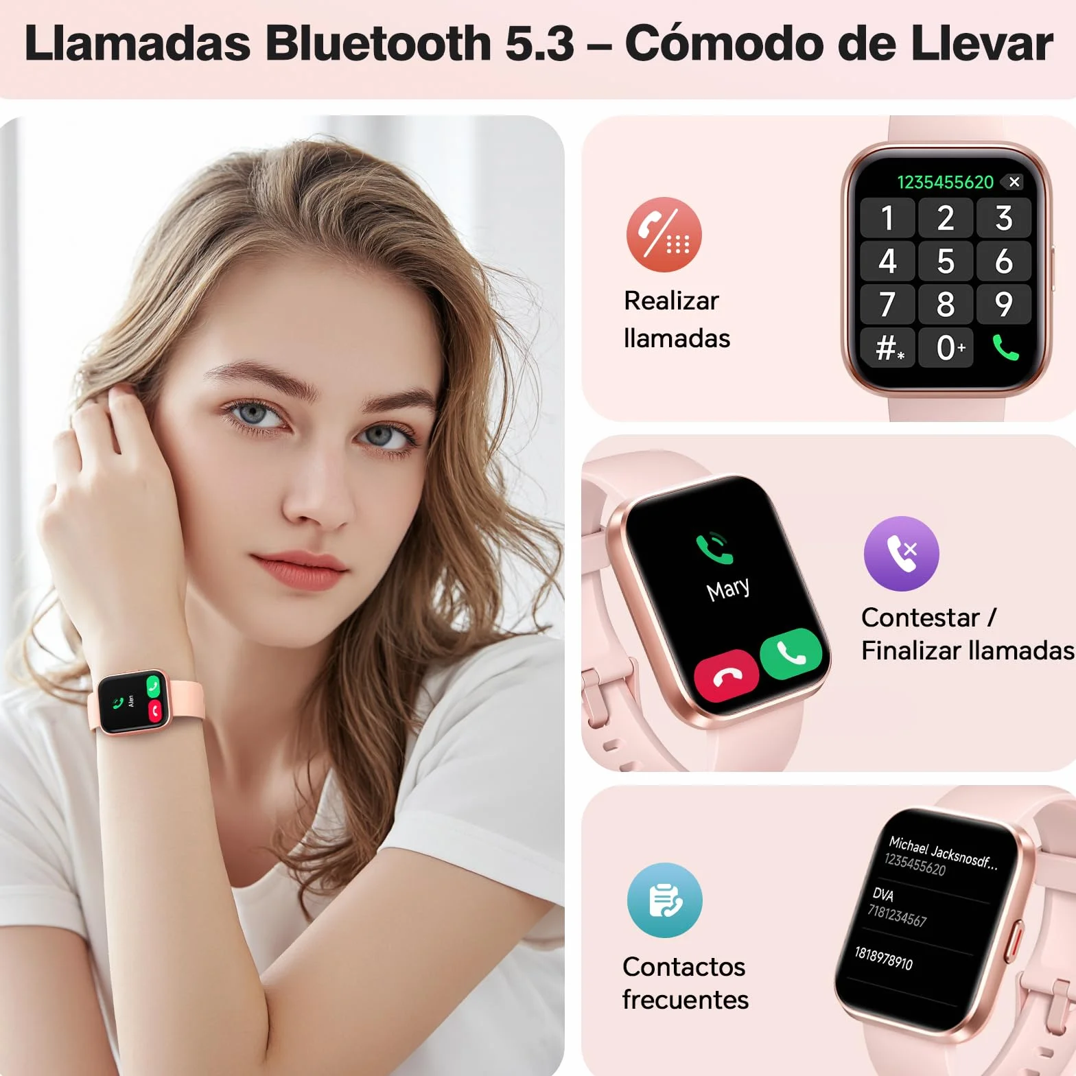 Montre Connectée Femme Smartwatch 1.8" Appel Bluetooth Alexa IP68 Podomètre Calories