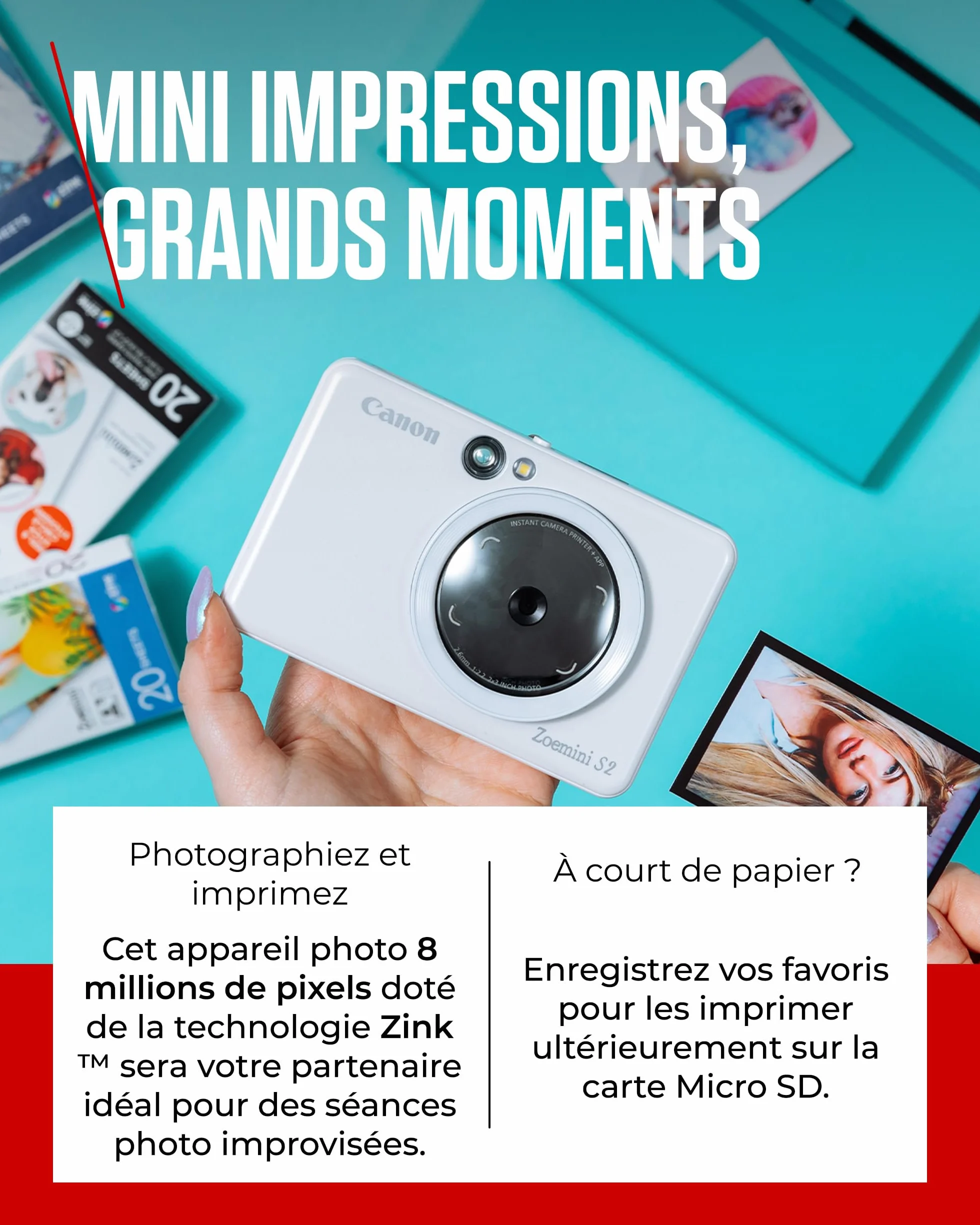 Appareil Photo Instantané Canon Zoemini S2 Blanc