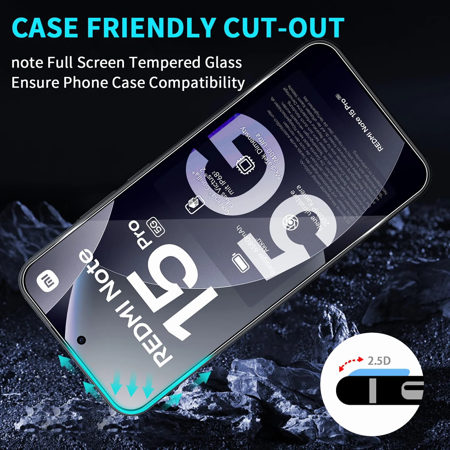 Lutree Verre Trempé pour Xiaomi Redmi Note 15 Pro 5G, 3+3 Pièces Protection écran + Caméra Arrière Protecteur Film, 9H Dureté HD Anti-Rayures Sans Bulles Vitre Trempé Protecteurs d'écran