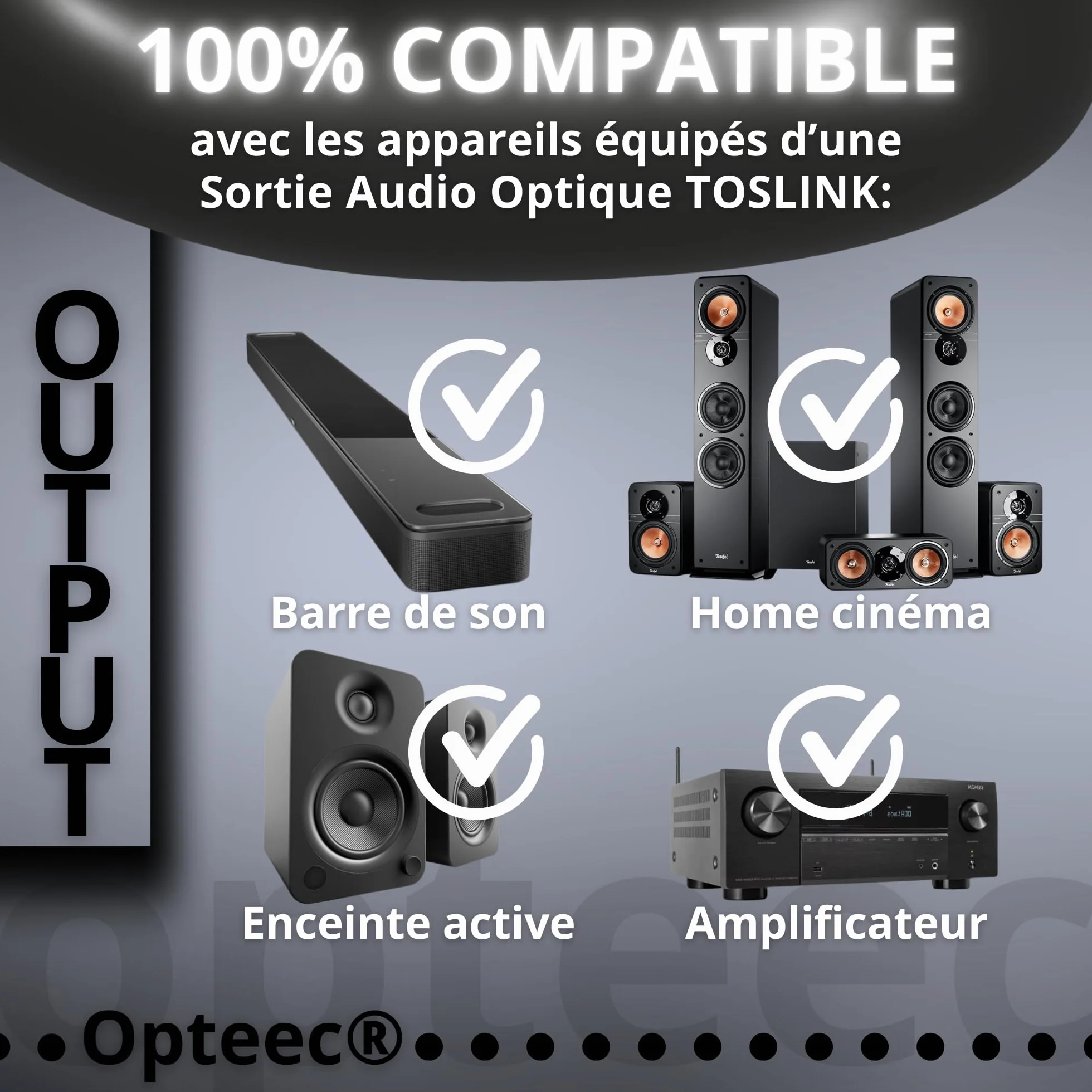 Câble Optique Audio - 1M - Câble Optique Audio Toslink pour HOME CINEMA, BARRE DE SON, TV, SAMSUNG, BOSE, LG, SONY, SONOS, PS4, XBOX - Nylon Tressé Renforcé - Connecteur Plaqué Or (1M)
