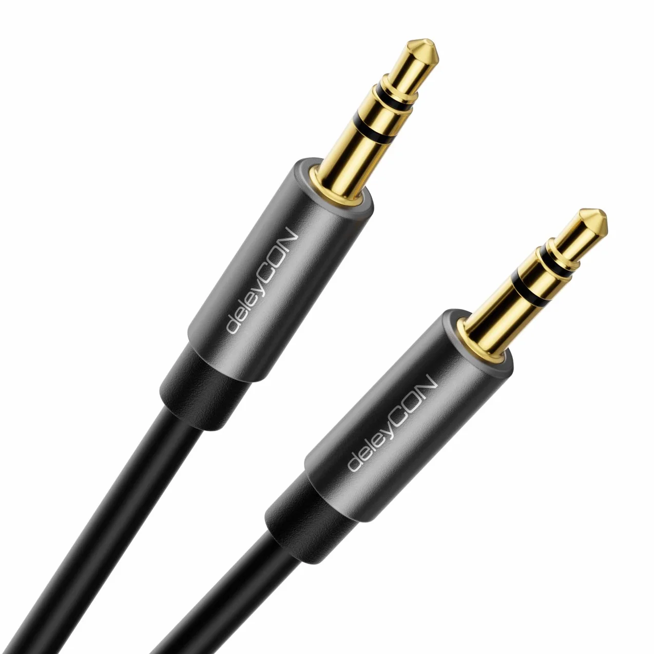 deleyCON 5m Câble Jack Audio Stéréo AUX 3,5mm Liaison sonore Connecteur Métallique Smartphone Mobile Tablette Casque HiFi Récepteur (Extra fin & Flexible)