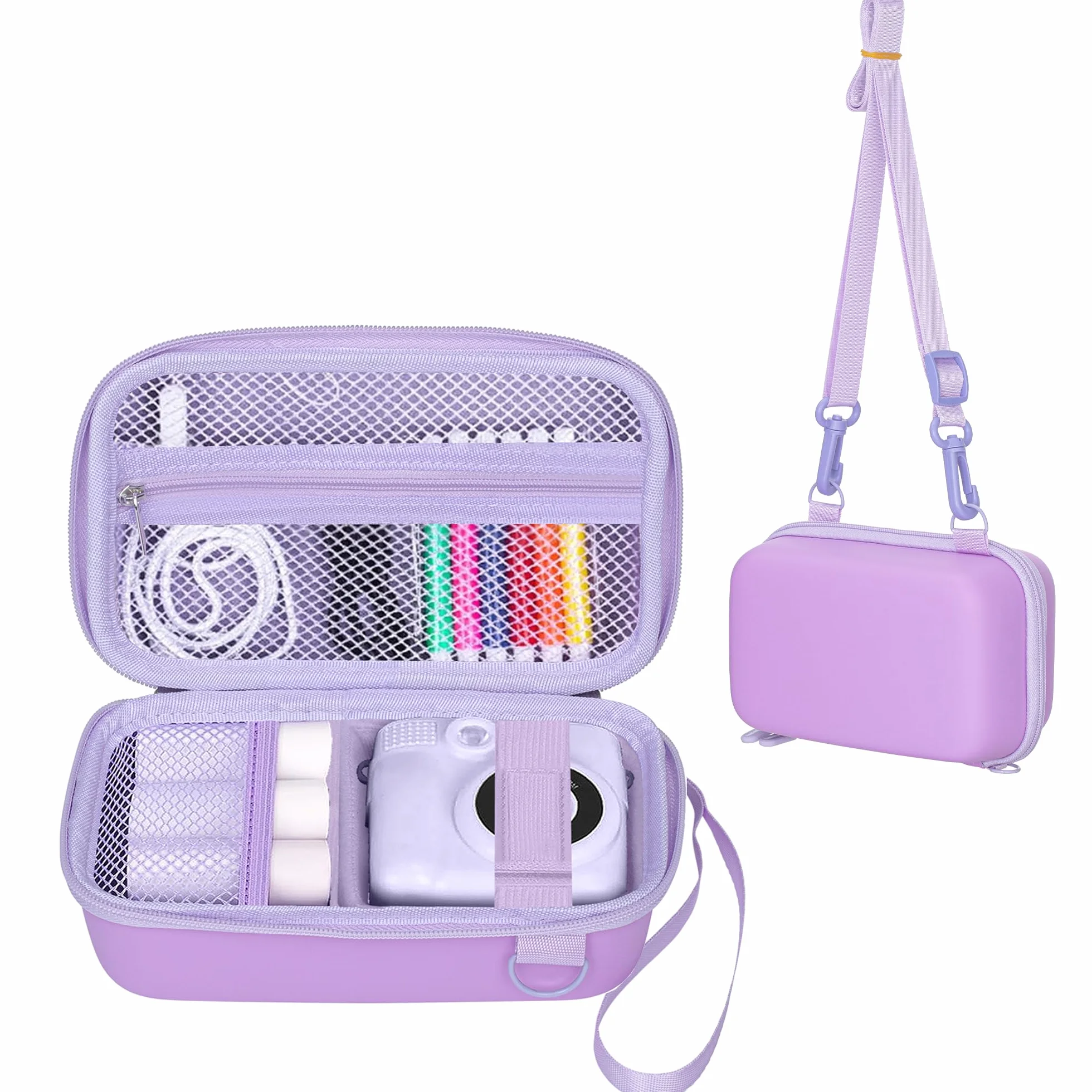 Leayjeen Étui Appareil Photo Instantané Compatible avec ASTGMI/HiMont/TIATUA, avec Bandoulière et Dragonne(Étui Uniquement) Violet
