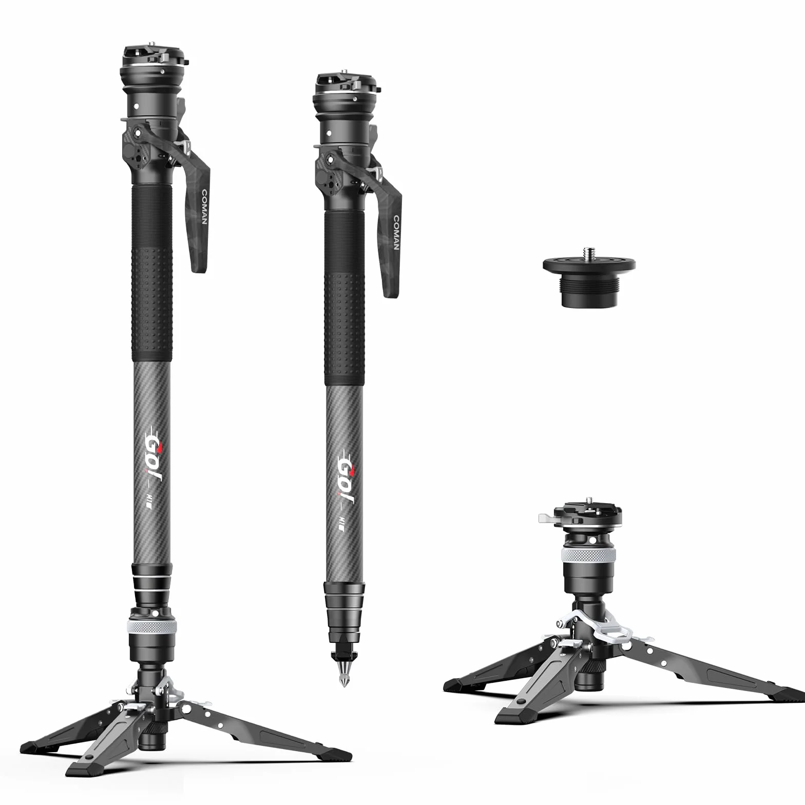 Monopode pour Appareil Photo, Monopode Extensible en Fibre de Carbone avec Pieds, 165cm avec tête à 360°, système de Fixation Rapide Arca, Charge Max 10 kg Caméra monopied (M1S)