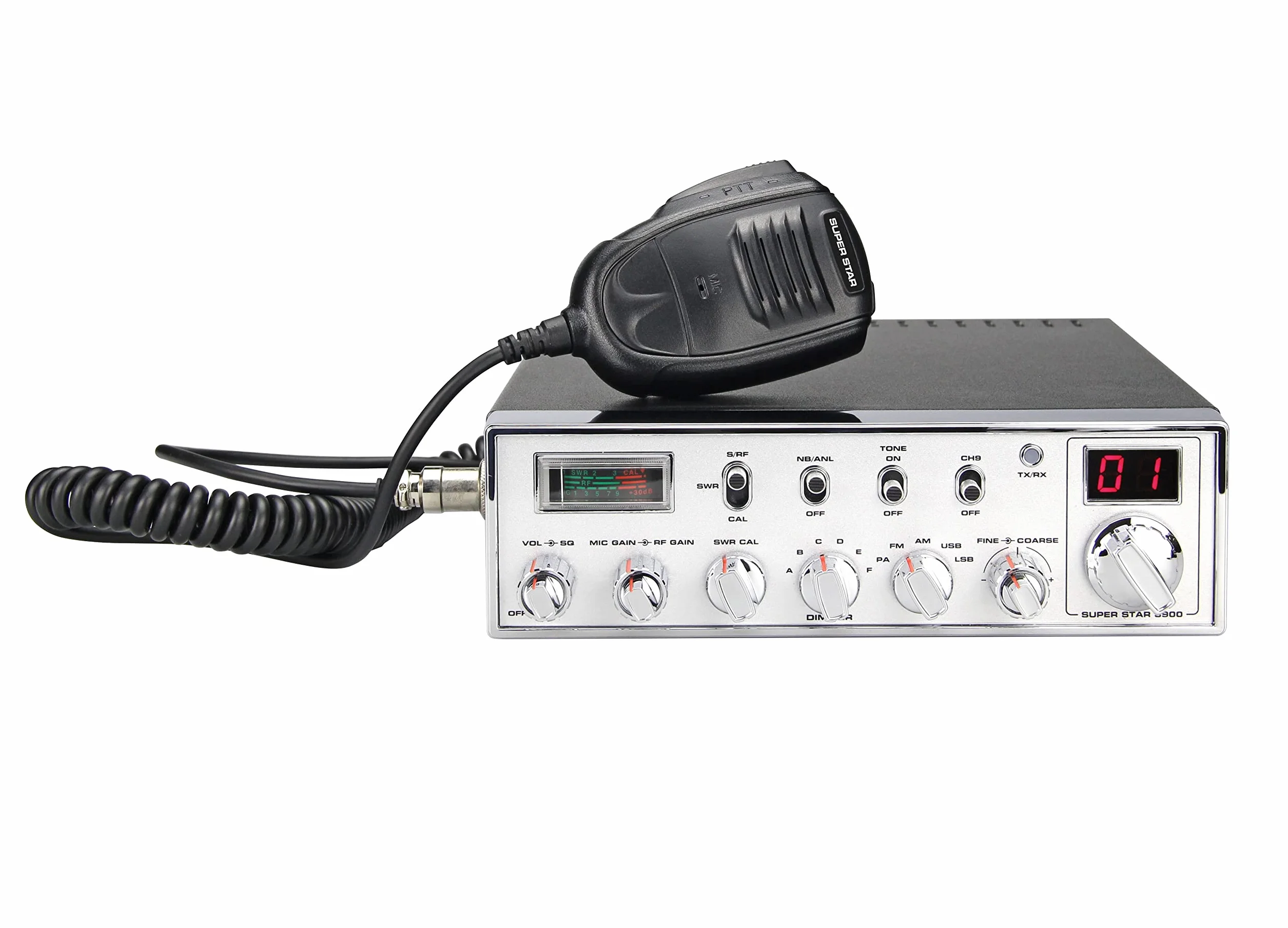 Super Star 3900 Émetteur-Récepteur Mobile CB 27 MHz AM/FM/USB/LSB, 12W SSB, Noir et Argent