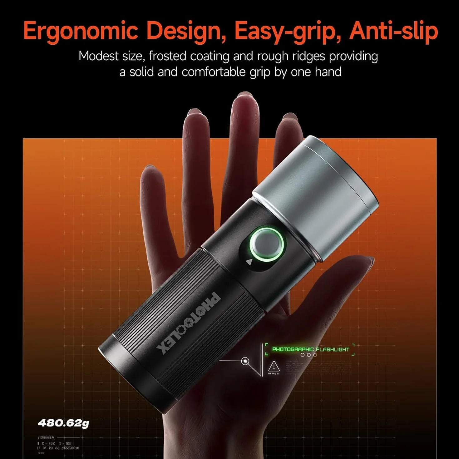 PHOTOOLEX Lampe Torche LED Portable 4 Couleurs pour Photographie, 8400mAh Lumière Ambiante à Motifs en Alliage d'Aluminium, Torche-Photo-Lampe Lumière-Photographe avec 20 GOBO Filtres