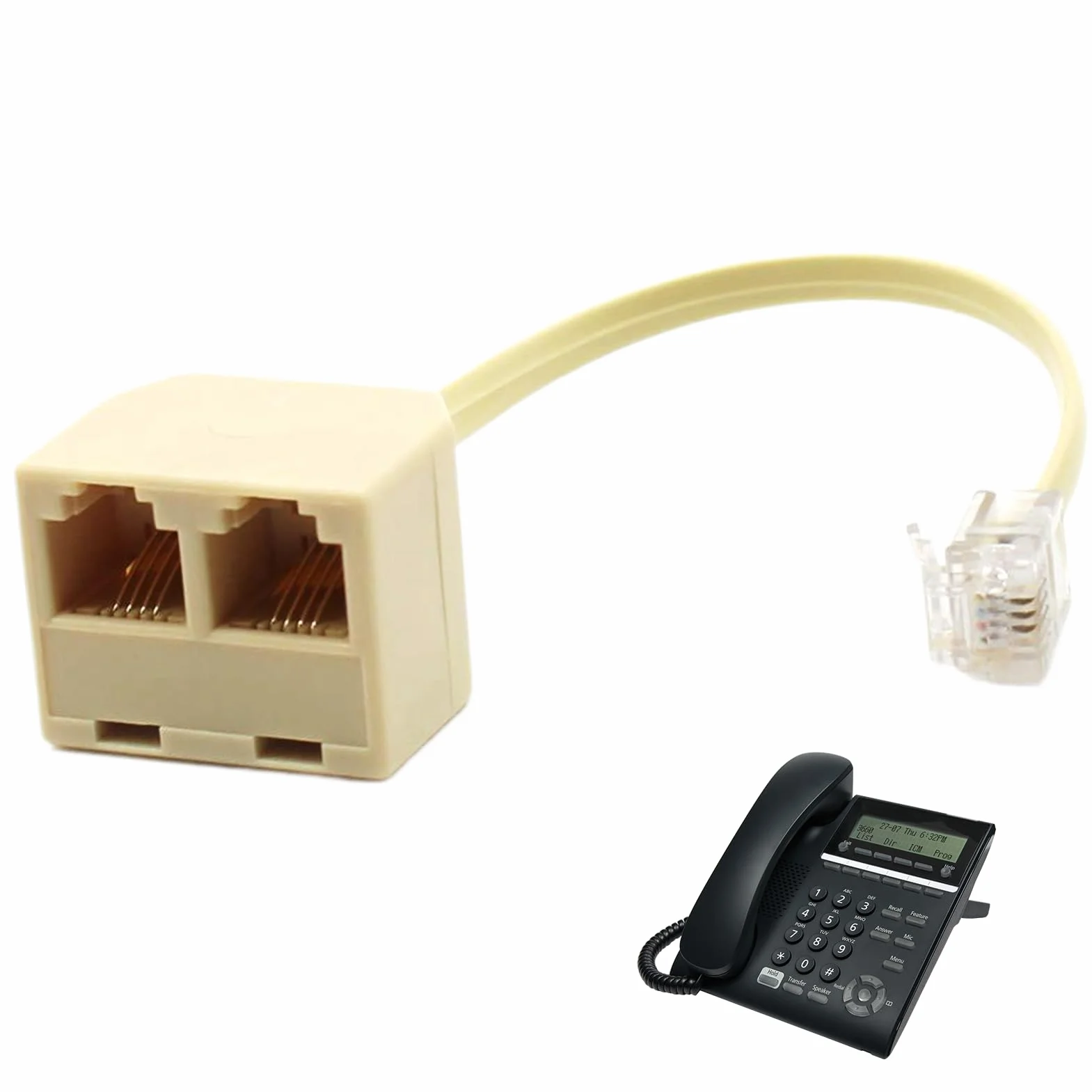 Cable RJ11, Adaptateur Telephone Fixe pour Box 10 Cm, Adaptateurs de Câble Téléphonique avec Répartiteur de Prise RJ11 6P4C, Répartiteur de Téléphone