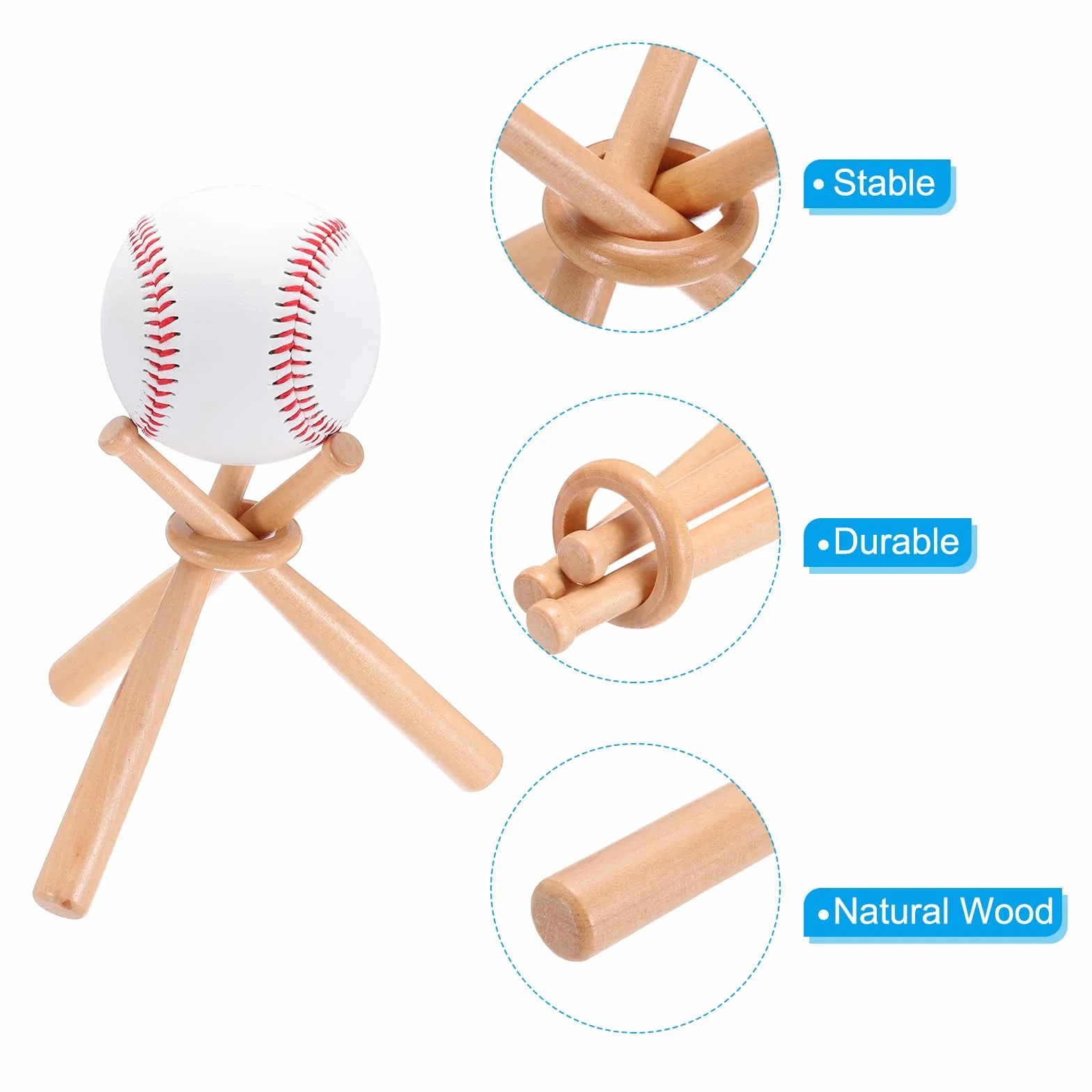 PATIKIL Baseball Support, Prezentacja drewnianych piłek z miniaturowymi kijami, Dekoracyjny środek stołu dla miłośników sportu