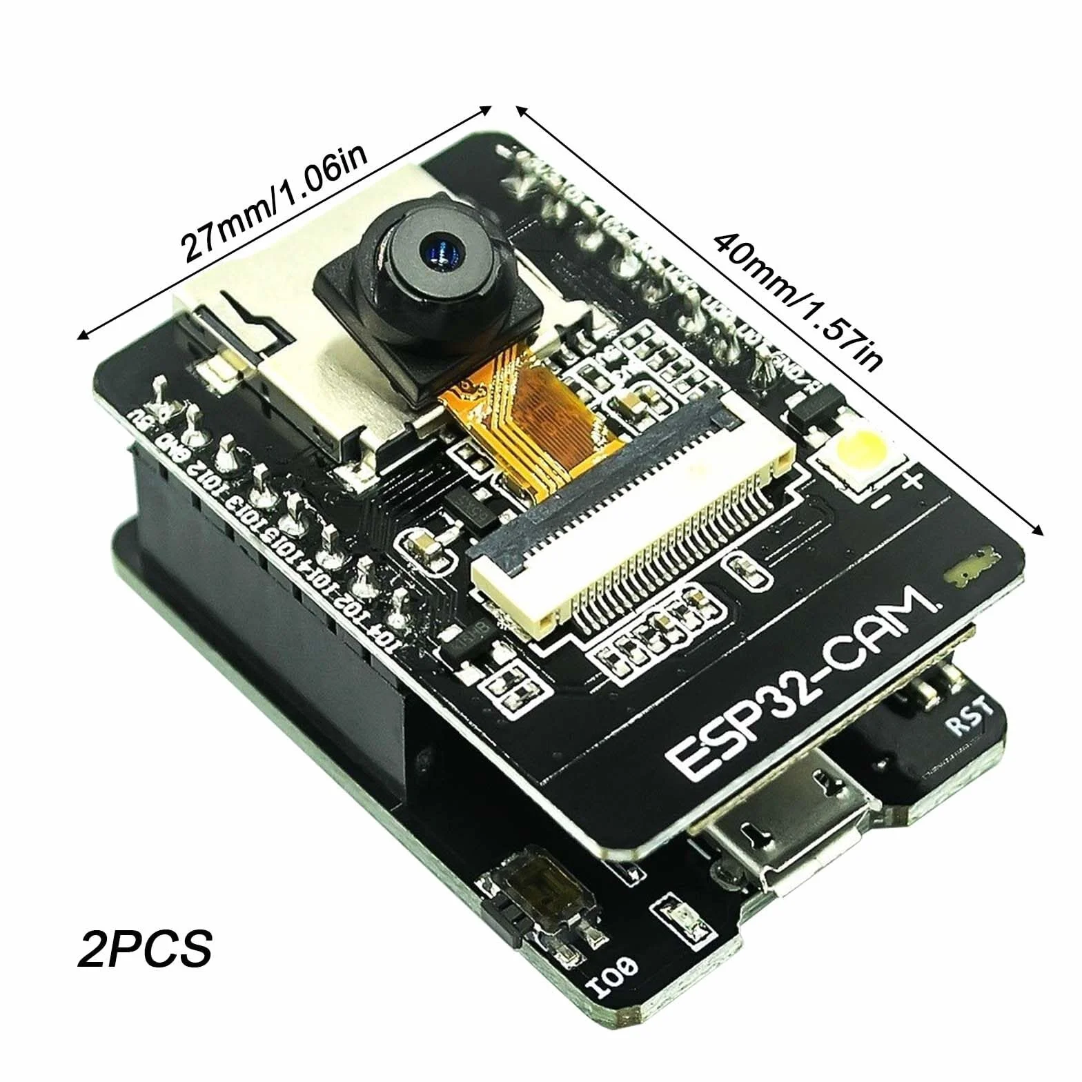 ESP32 CAM MB Lot de 2 cartes de développement Dual Core 240 MHz WiFi Bluetooth OV2640