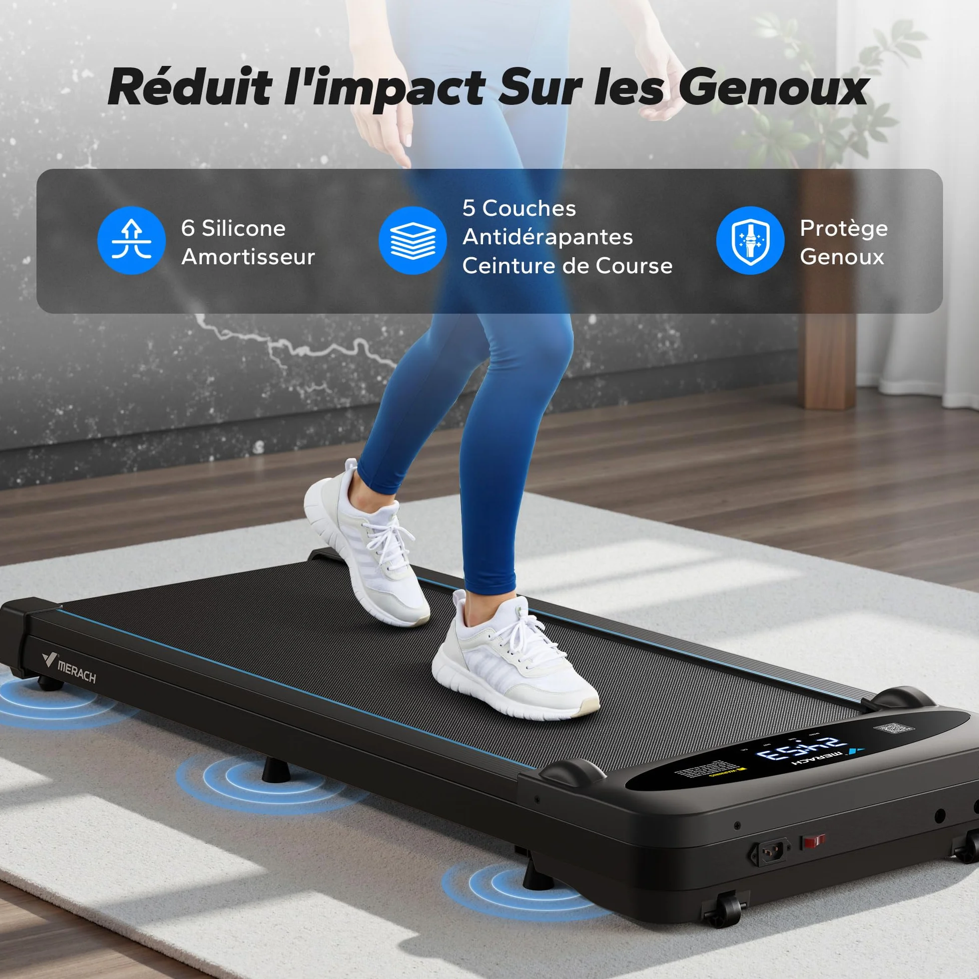 MERACH Tapis de course sous bureau 2 en 1 10 km/h 40 dB silencieux avec télécommande