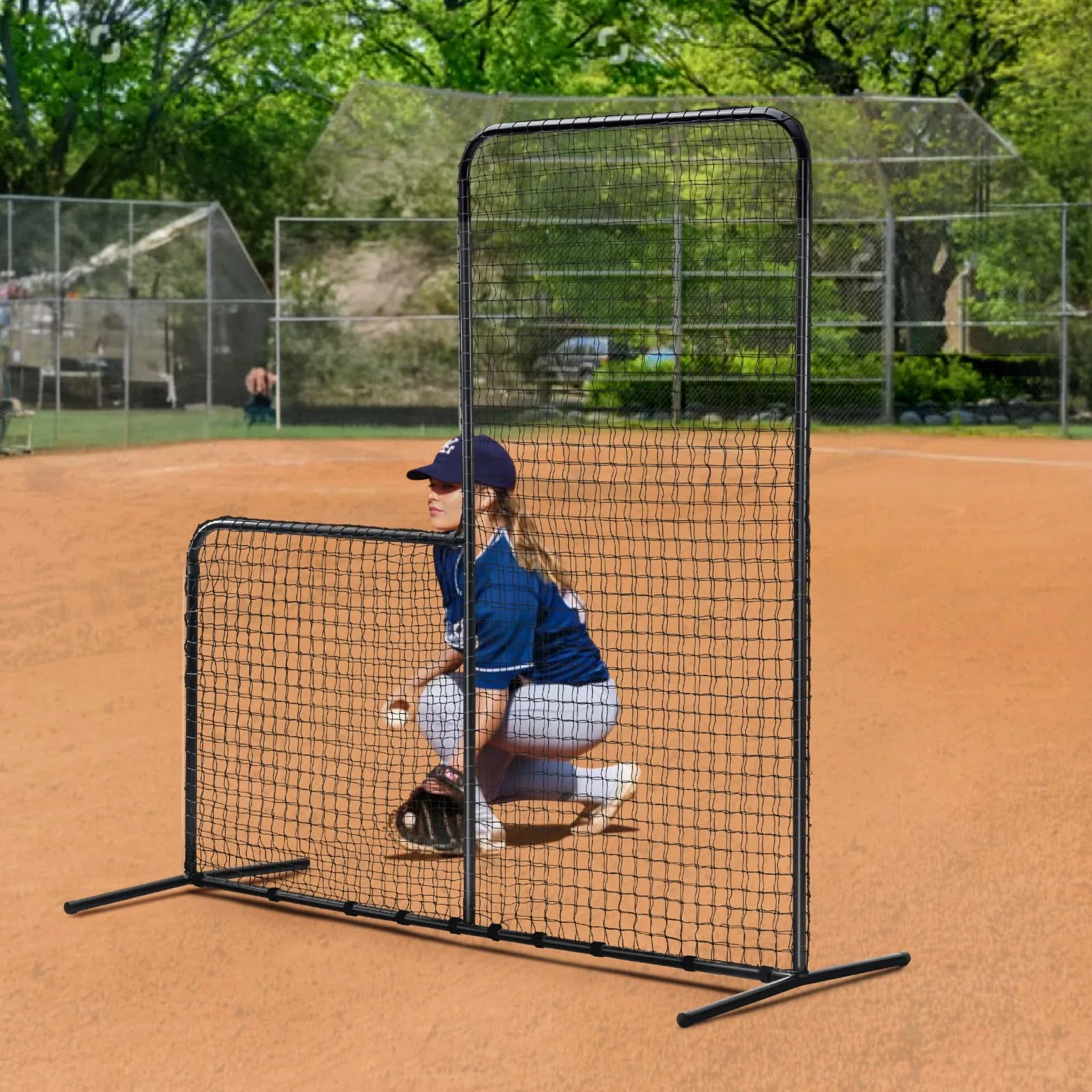 VEVOR Écran Protecteur de Baseball en Forme de L, Filet de Protection Softball 213x213 cm, Portable avec Sac de Transport