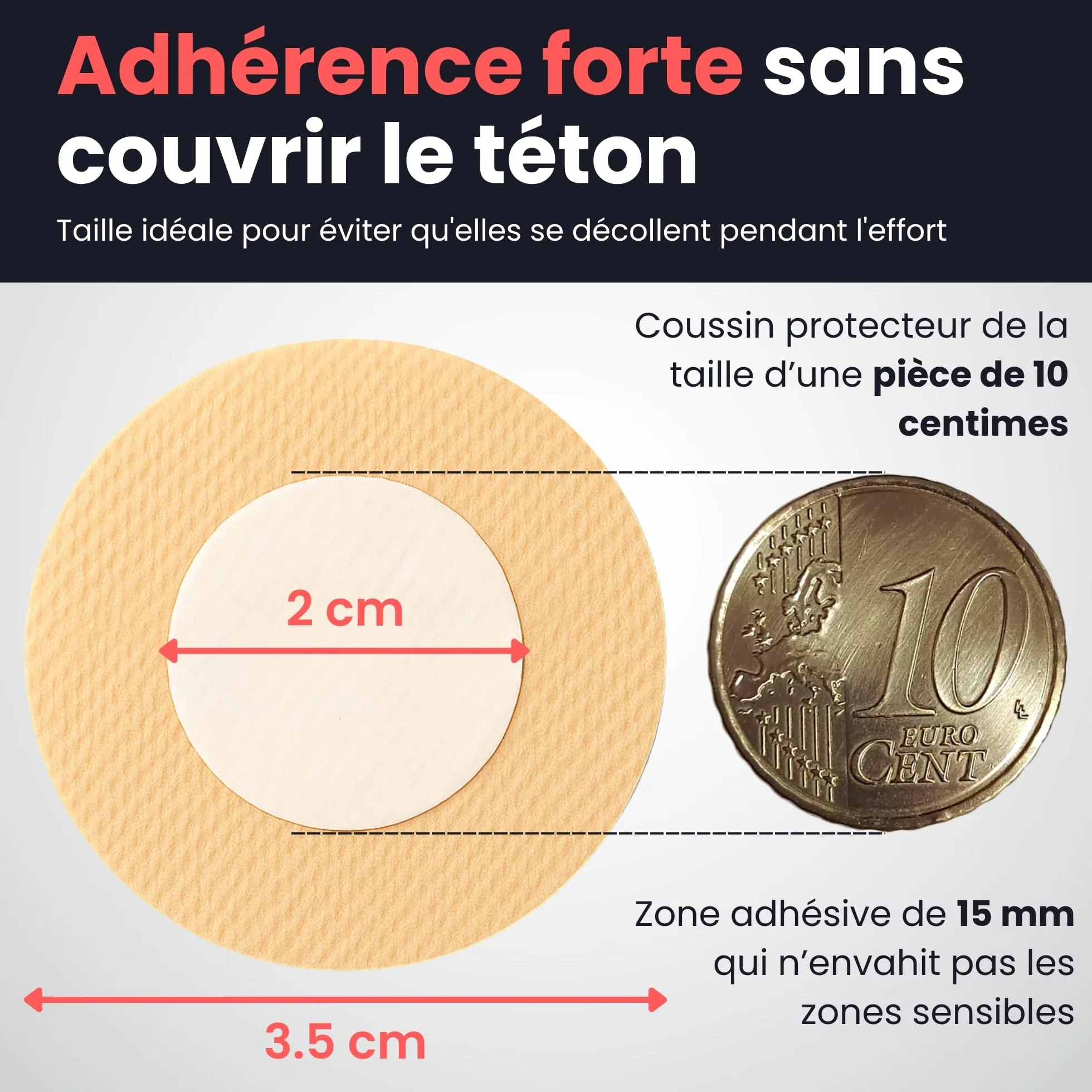 Protège Mamelon Running Homme 35mm Jetable Adhésif Résistant Cœur Doux