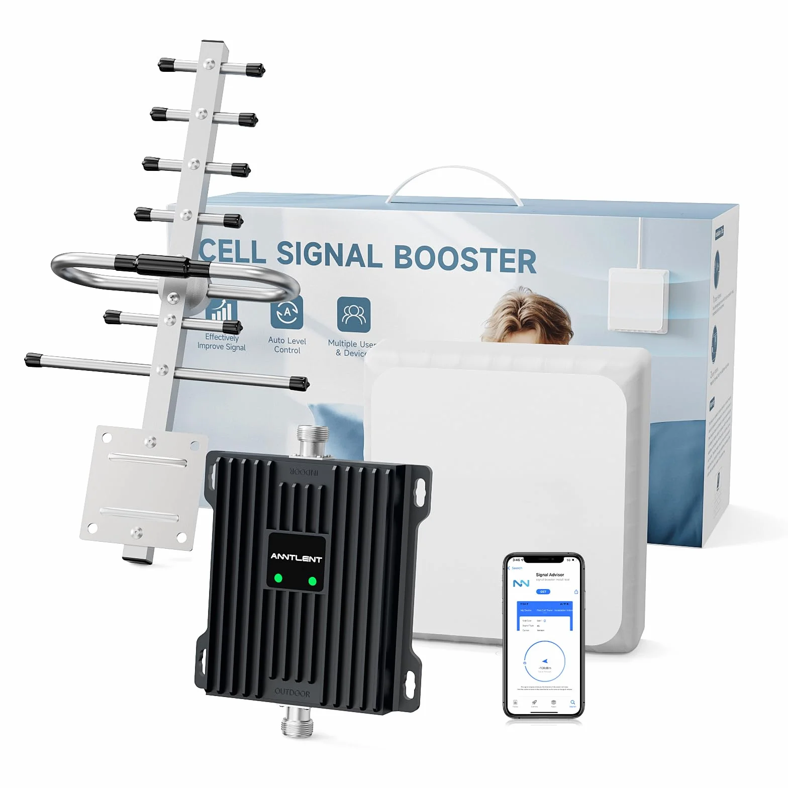 Amplificateur Reseau Mobile 4G LTE 3G GSM 2G Amplificateur 4G pour Bande 20 Bande 7, Répéteur 4G Données 800Mhz 2600Mhz, Compatible avec Telecom Free, Orange, SFR, Bouygues