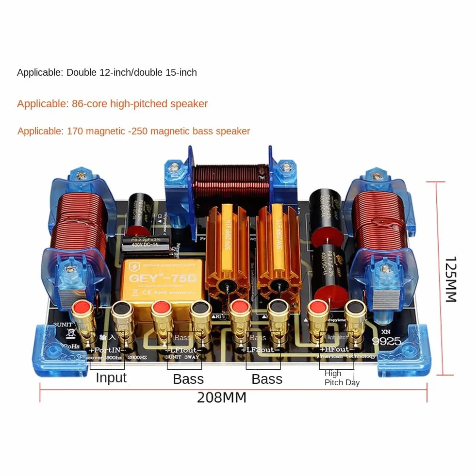 Enceintes à voies crossover 2000 W Répartiteur de fréquence audio 12 15 Puissance de scène Séparateur de fréquence haute performance