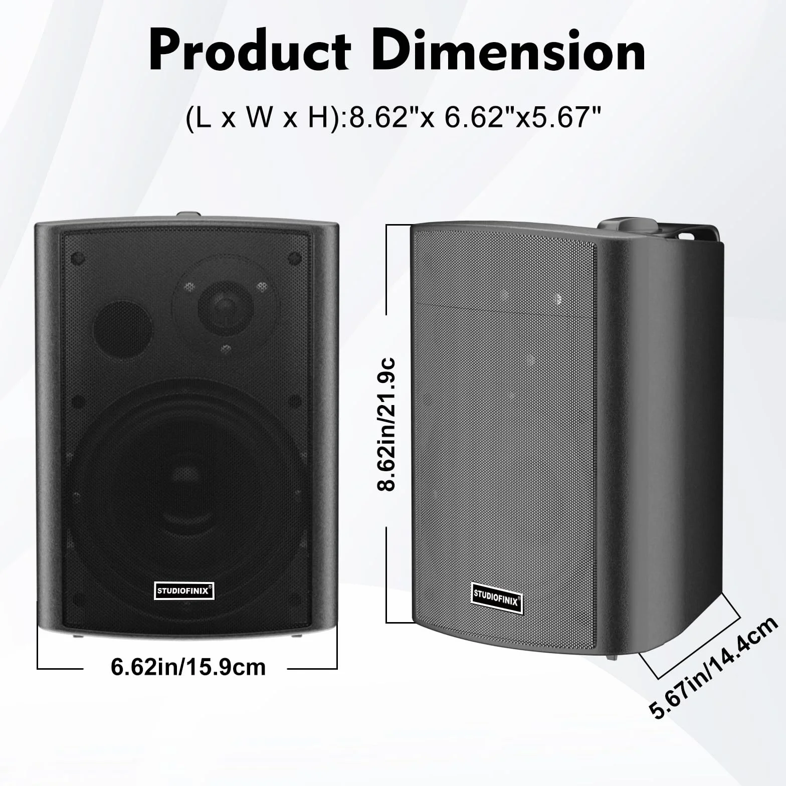 Enceintes murales STUDIOFINIX 4 Pouces 200W étanches Bluetooth 5.1, Multi-Sync + télécommande IR. Intérieur/extérieur, terrasse, Garage, Jardin (401BLE, Noir, Paire)
