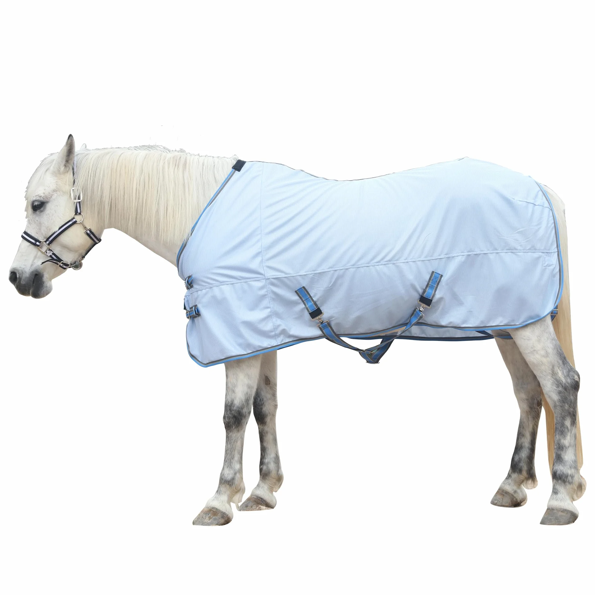 Couverture anti-mouches pour chevaux respirante UV anti-grattage Bleu ciel