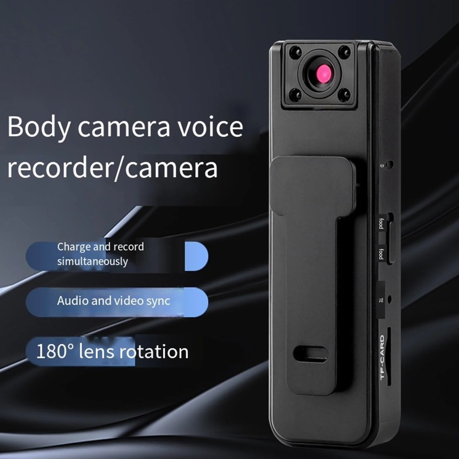Dodorado Enregistreur Audio Vidéo Sport Ultra HD 2 en 1 Caméra d'Action Grand Angle 1080p Vision Nocturne Autonomie 5 h Caméra Corporelle Portable Clipser