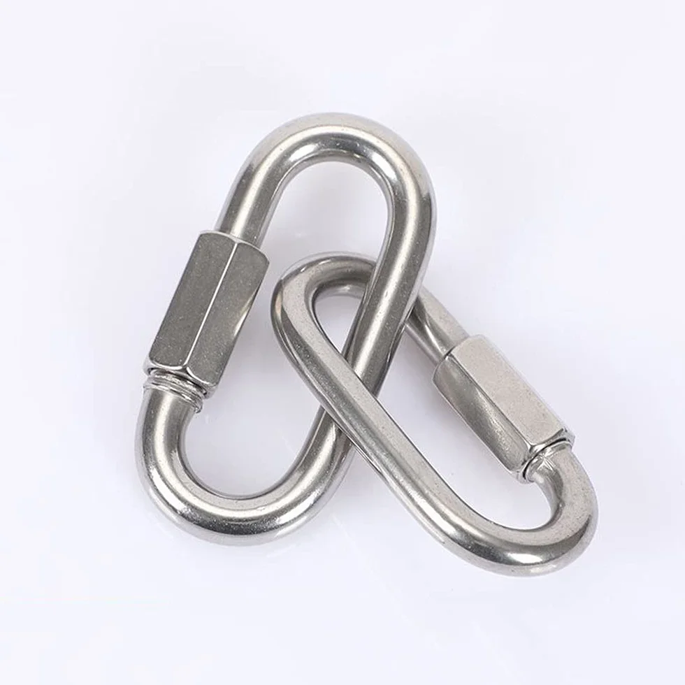 Lot de 6 Maillons Rapides M5 en Acier Inoxydable 304, Mousquetons INOX Ovale pour Camping et Randonnée