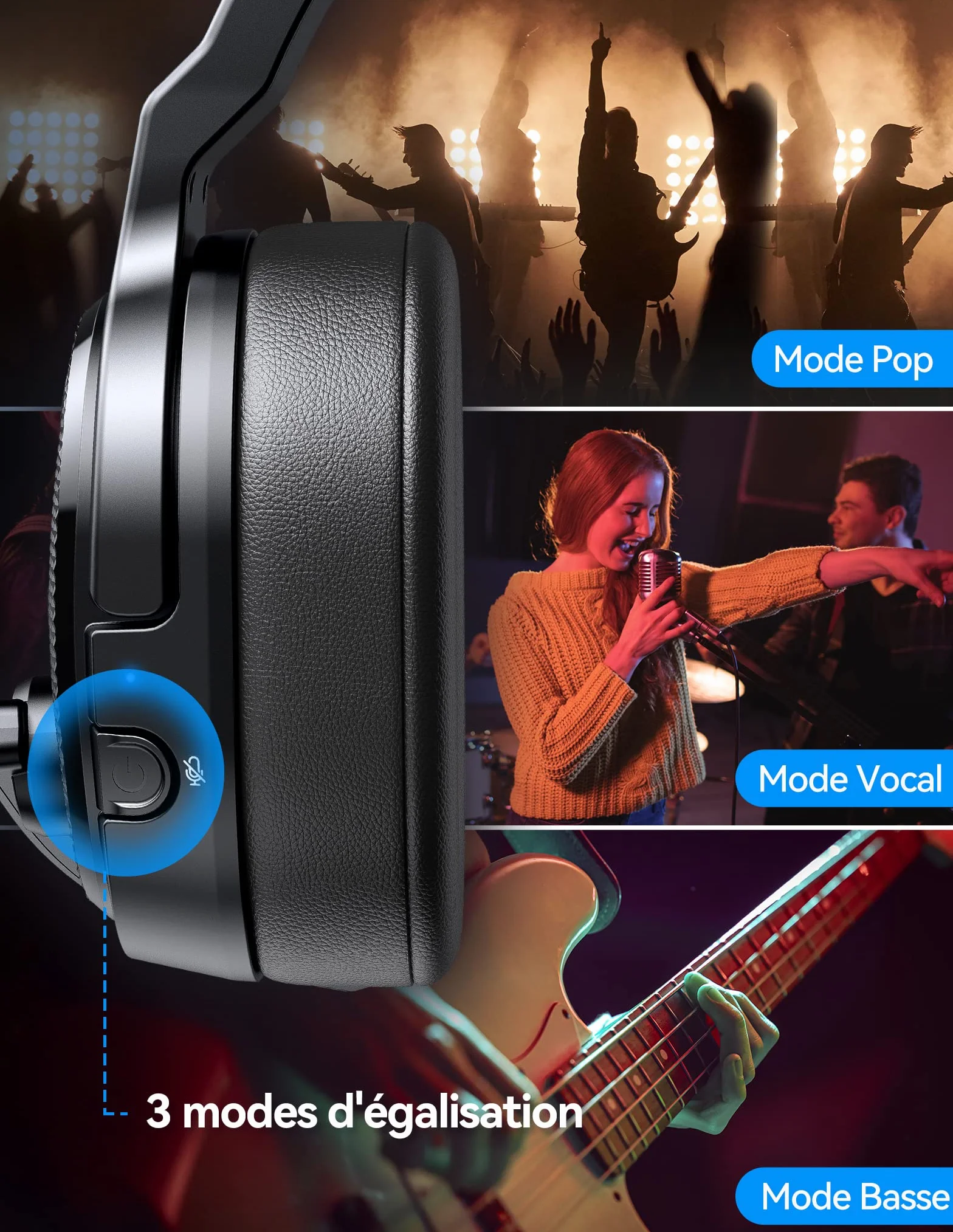 TECKNET Casque Bluetooth sans Fil avec Micro, Casque sans Fil Simple et Double Oreille avec 3 Modes de Musique EQ, Casque Anti Bruit Bluetooth ENC, pour Centres d'appels, Bureaux, Camionneurs