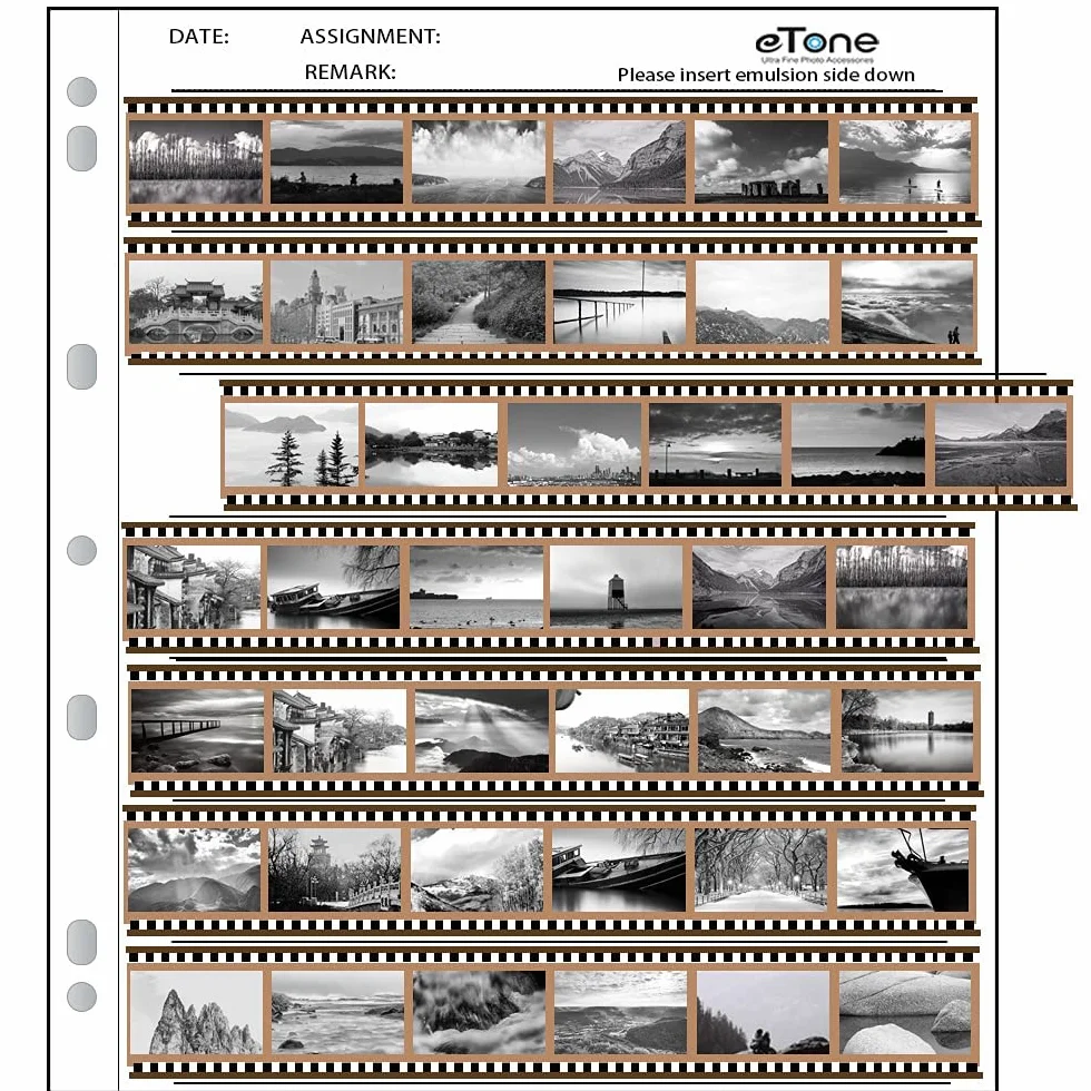 30 pièces Feuilles de Stockage d'archives pour Reliure à Anneaux sans Acide Pages 35 mm 135 Diapositive de Film Noir et Blanc (30pcs 35mm)