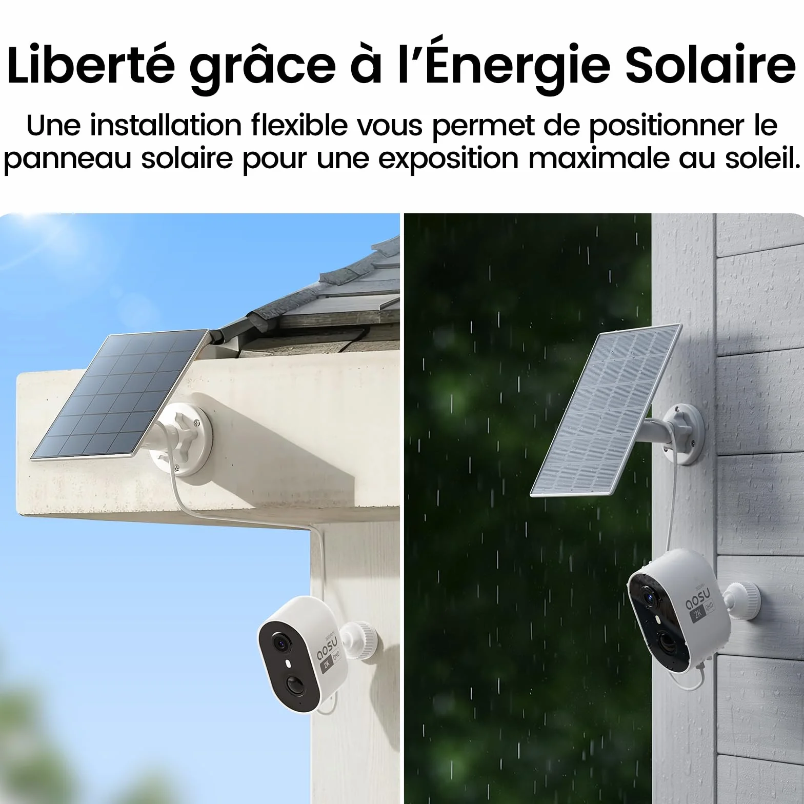 aosu 2K Camera Surveillance WiFi Exterieure sans Fil Solaire, Kit 4 Cam + aosuBase 2.0, sans Abonnement Requis, Extensible Jusqu’à 1 to, Vision Nocturne Couleur AI PIR Détection Suivi Inter-Caméras