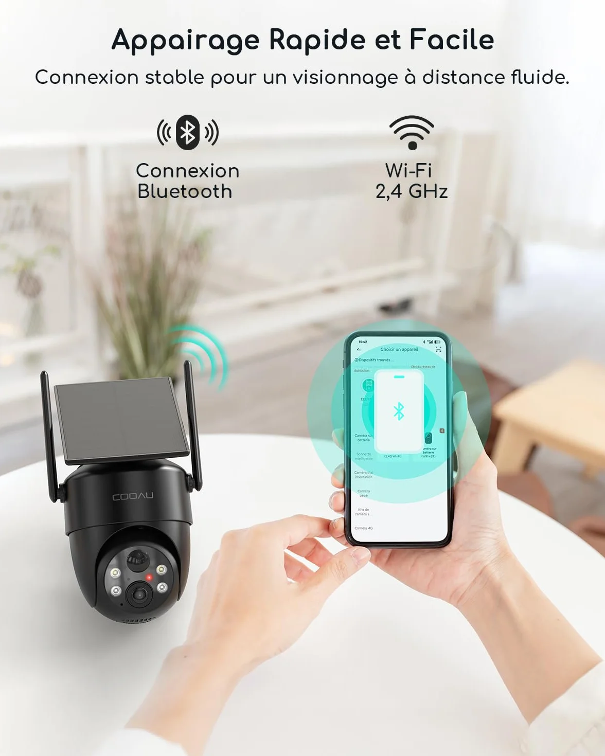 COOAU Caméra Surveillance WiFi Extérieure sans Fil 3MP 360° PTZ, Wi-Fi 6, Détection PIR, IP66