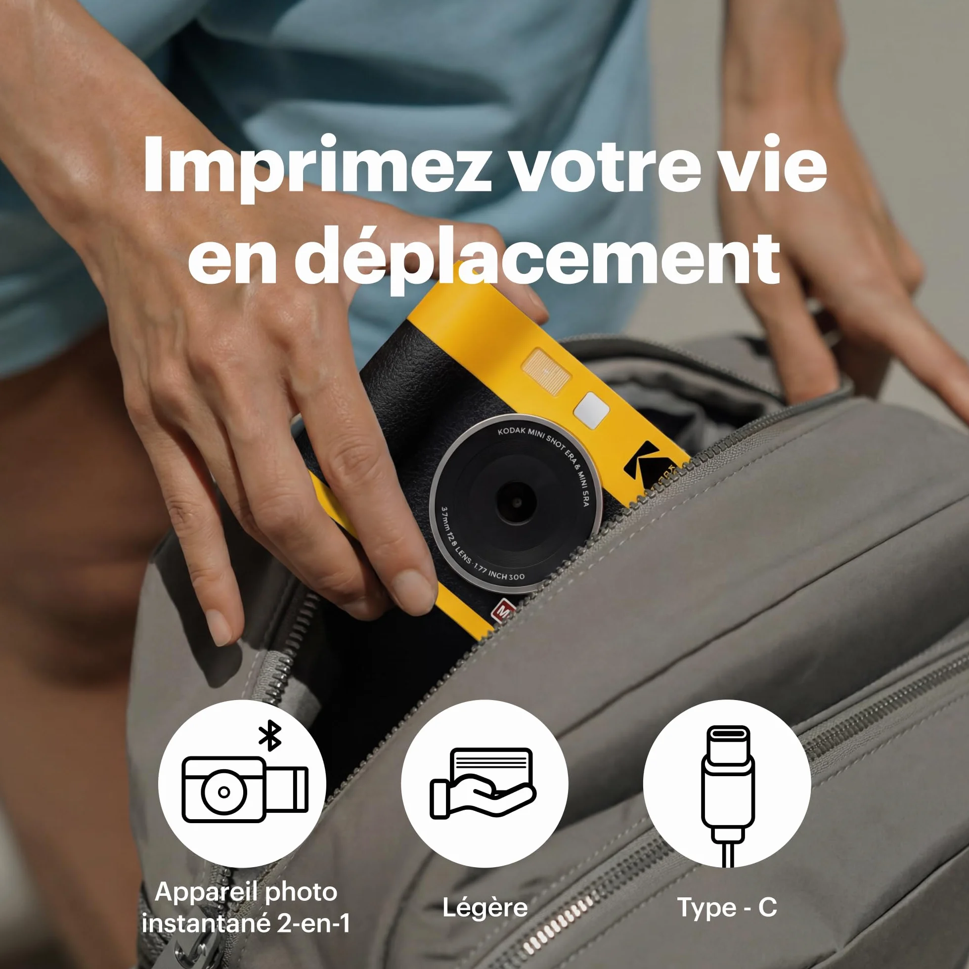 KODAK Mini Shot 3 Era 4PASS 2-in-1 Appareil Photo Instantané et Imprimante Photo Portable (7,6x7,6cm) Appareil Photo + Paquet avec 38 Feuilles, Noir
