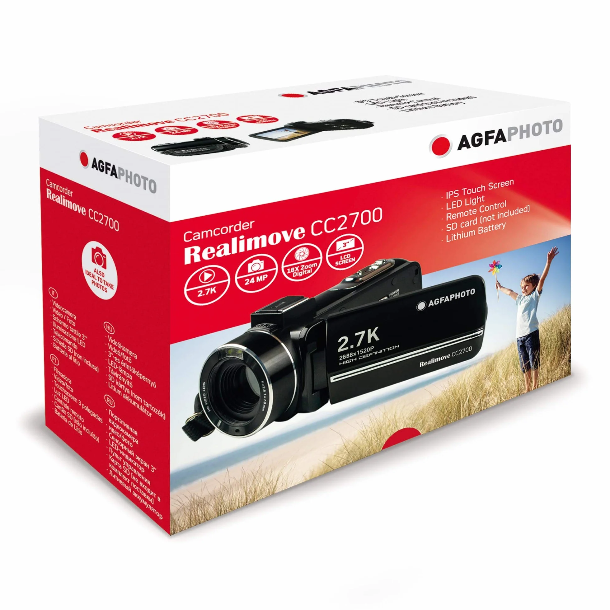 AgfaPhoto Realimove CC2700 Caméscope Numérique 2.7K 24MP Écran Tactile 3'' Zoom 18X Noir
