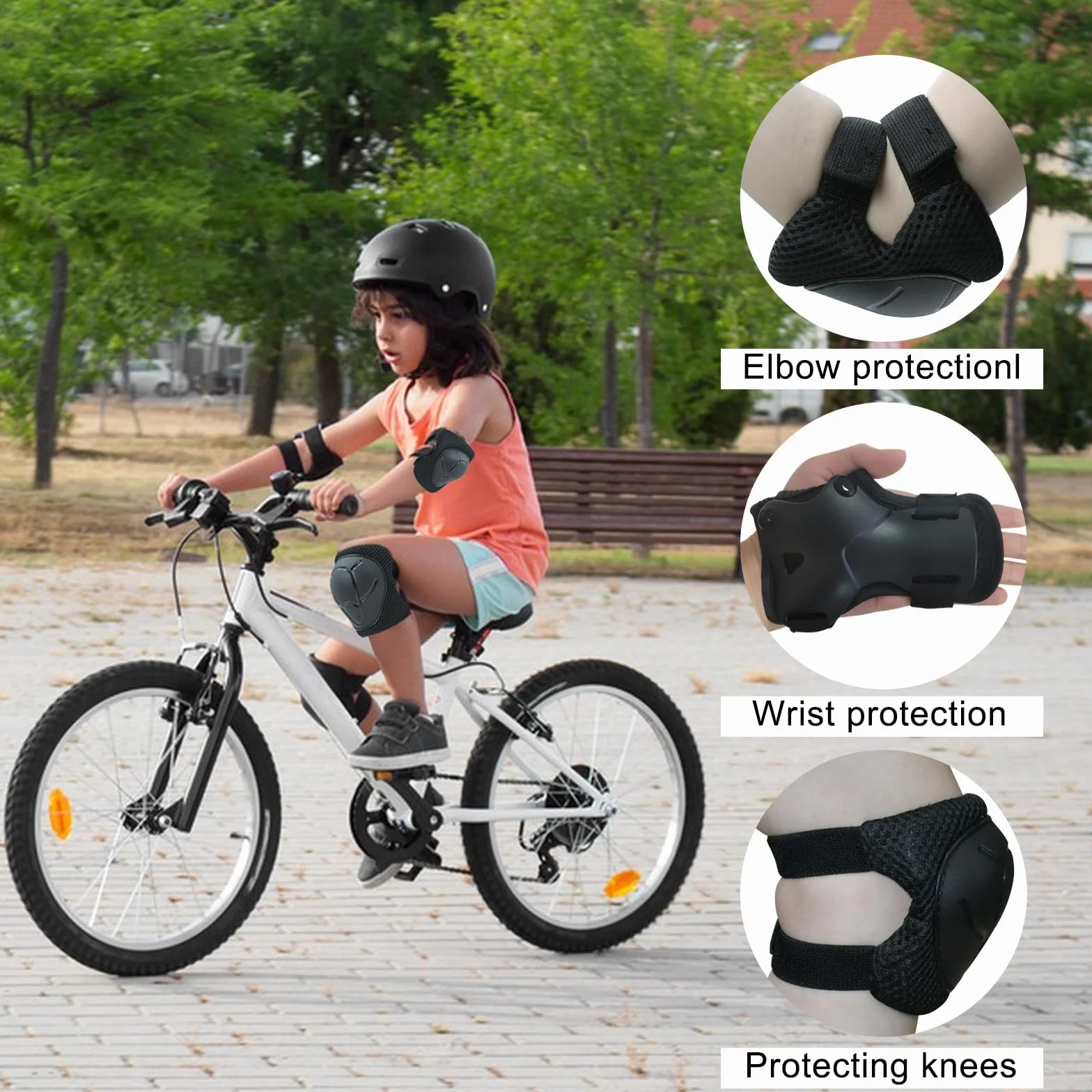 Protection Velo Enfant 3 ans Genouillères pour Enfants Ensemble de Protection Patins à Roulettes Coudières Protège-Poignets Noir