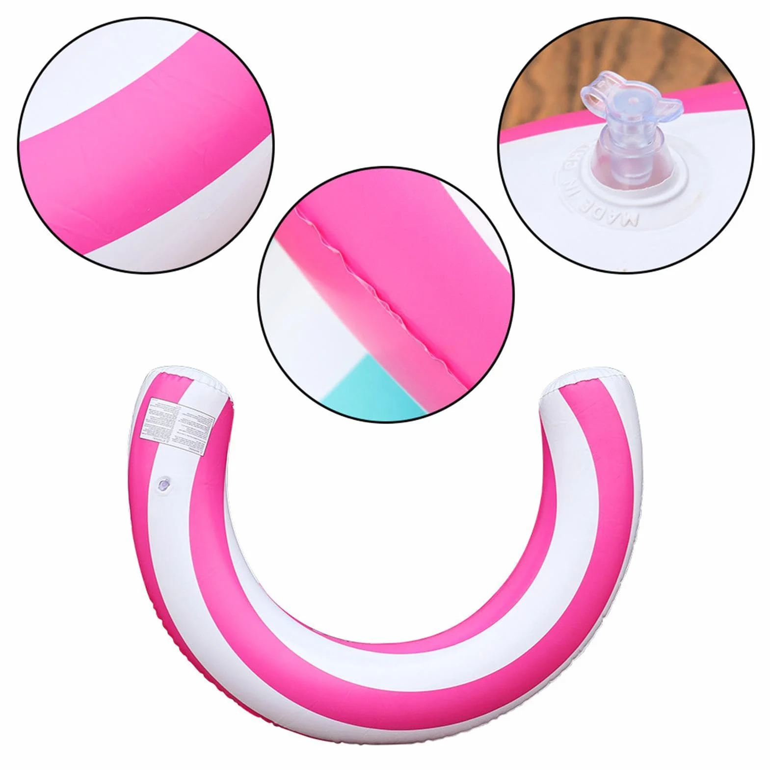 Flotteur pour Adultes en Forme de U, PVC, Frites de Piscine Gonflables Étancher, Motif Rayé