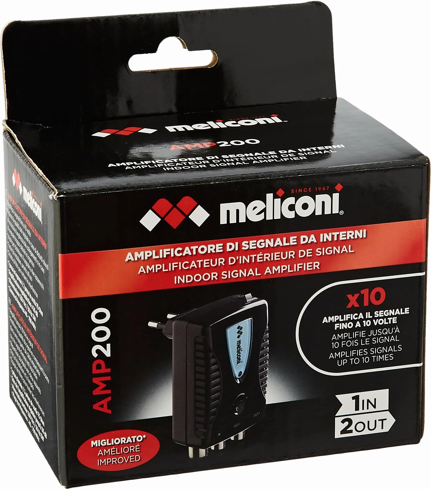 Meliconi AMP200 Amplificateur de Signal Numérique Intérieur Filtre LTE Noir