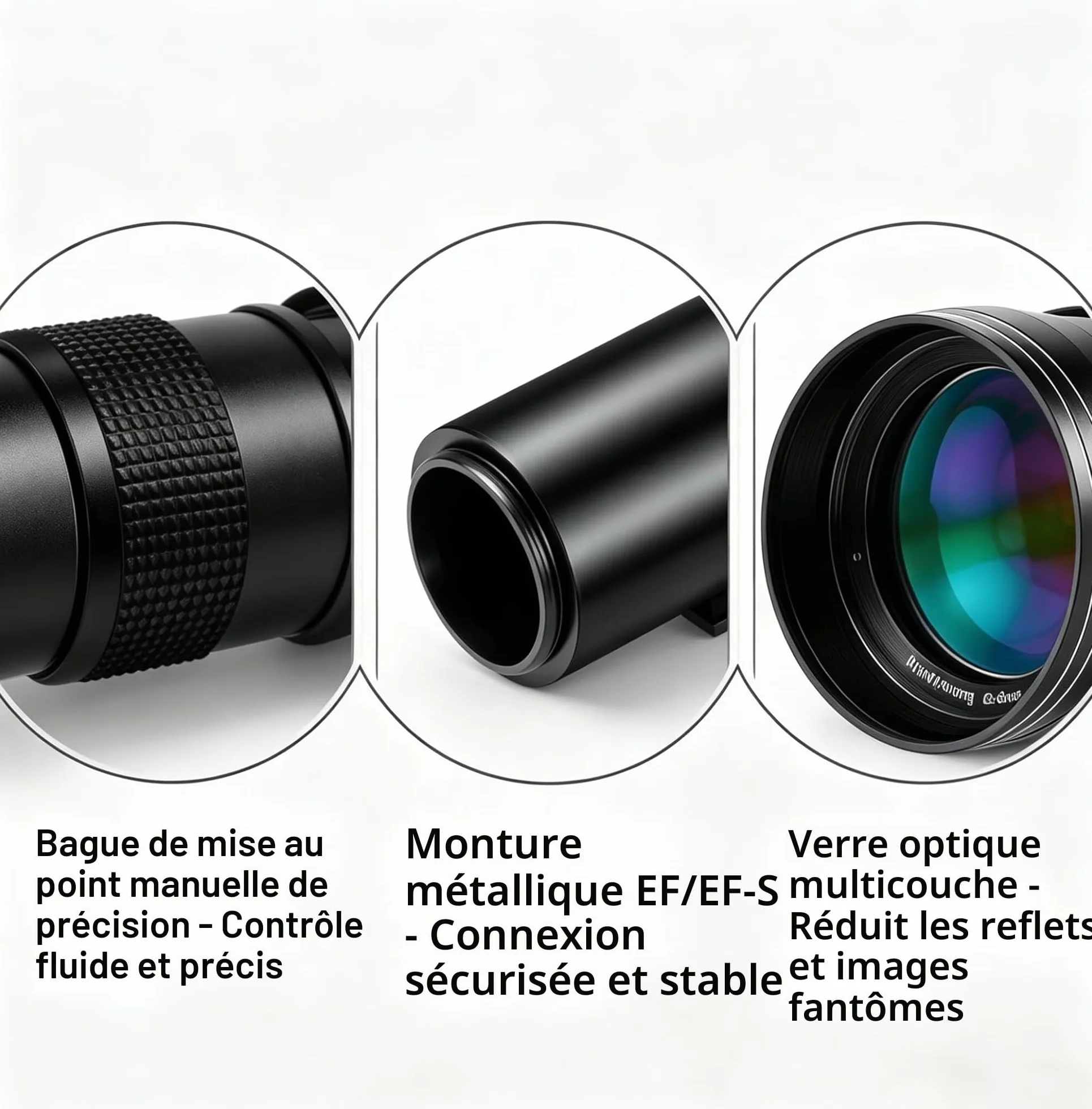 JINTU Téléobjectif 420-800mm EF Objectif Zoom Manuel pour Canon SLR Nikon