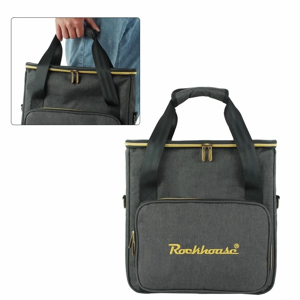Sac de rangement pour disques vinyles - Noir - Design robuste - Transport à la main